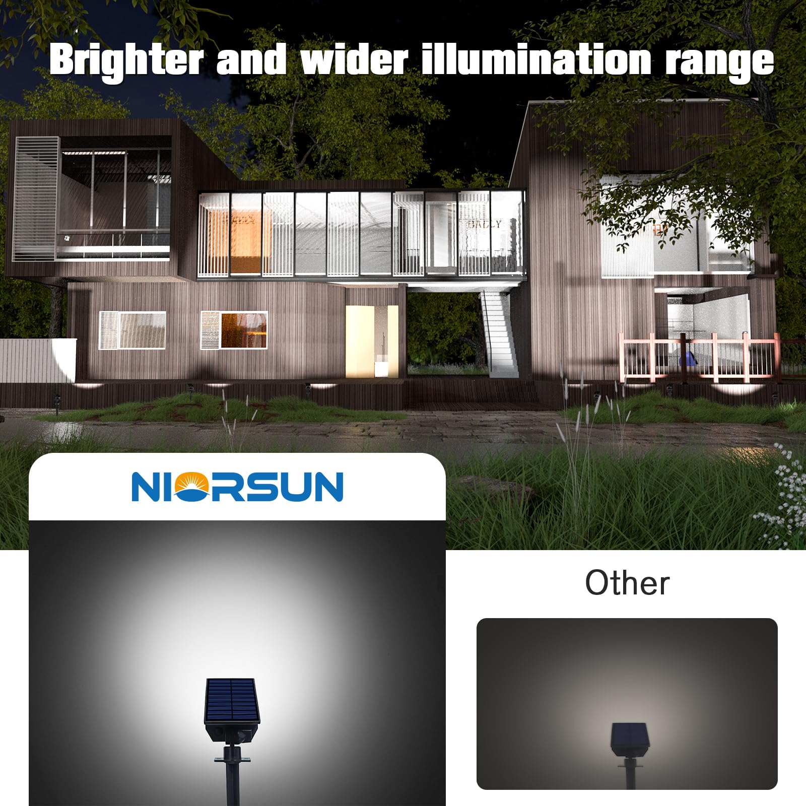 NIORSUN 6-Pack Solar Spot Lights Outdoor - 23 LED Landscape Lighting with Auto On/Off, 3 Lighting Modes & IP67 Waterproof - Cool White Solar Garden Lights for Yard, Pathway, Patio & Backyard Decor