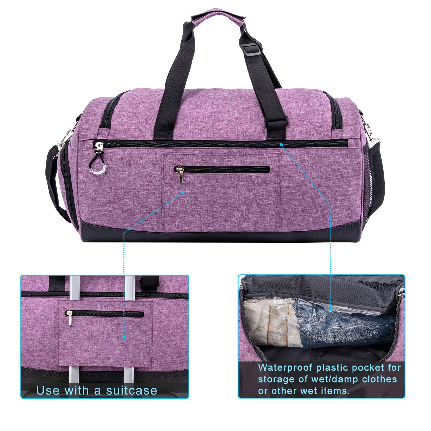 Kuston Sports Gym Bag with Shoes Compartment & Wet Pocket - Durable Gym Duffel Bag for Men & Women - Perfect for Workout, Travel & Overnight Trips