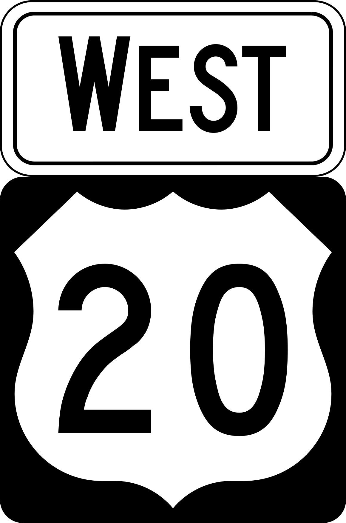 Vinyl Stickers Bundle - Safety & Warning Signs, Warehouse Stickers - Standard US 20 West Sign - 3 Pack (3.5