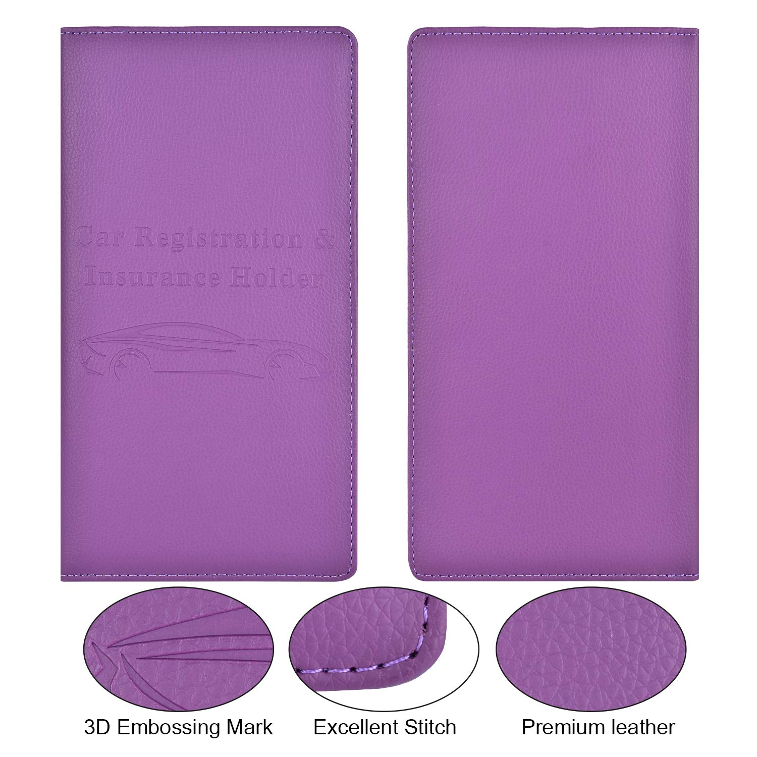 Magnetic Car Registration & Insurance Card Holder - Purple Vehicle Glove Box Organizer for Women | Essential Document Storage for Driver's License, Credit Cards & Auto Papers | Perfect for Road Trips & Daily Commute