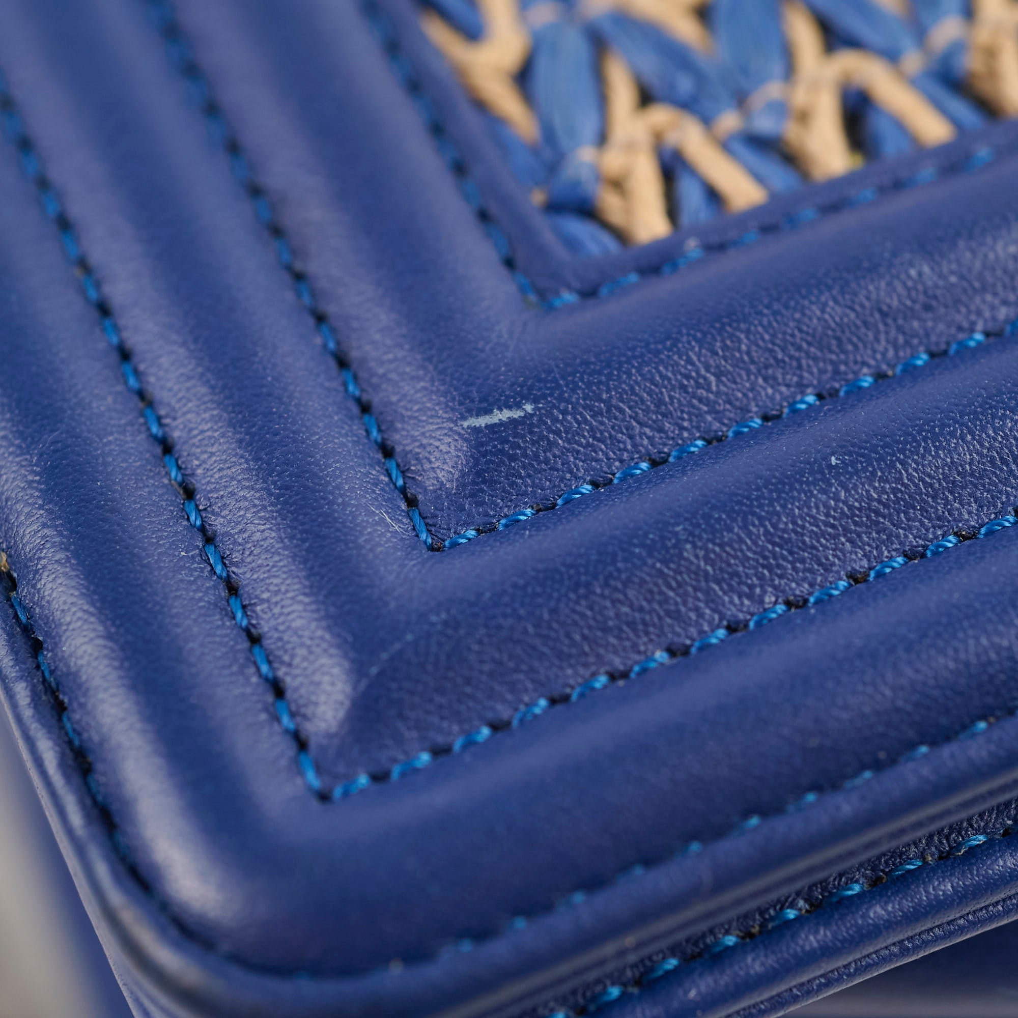 Chanel Small Boy Navy Raffia Crossbody Bag - Luxury Designer Handbag for Women | Perfect for Summer, Travel & Everyday Use