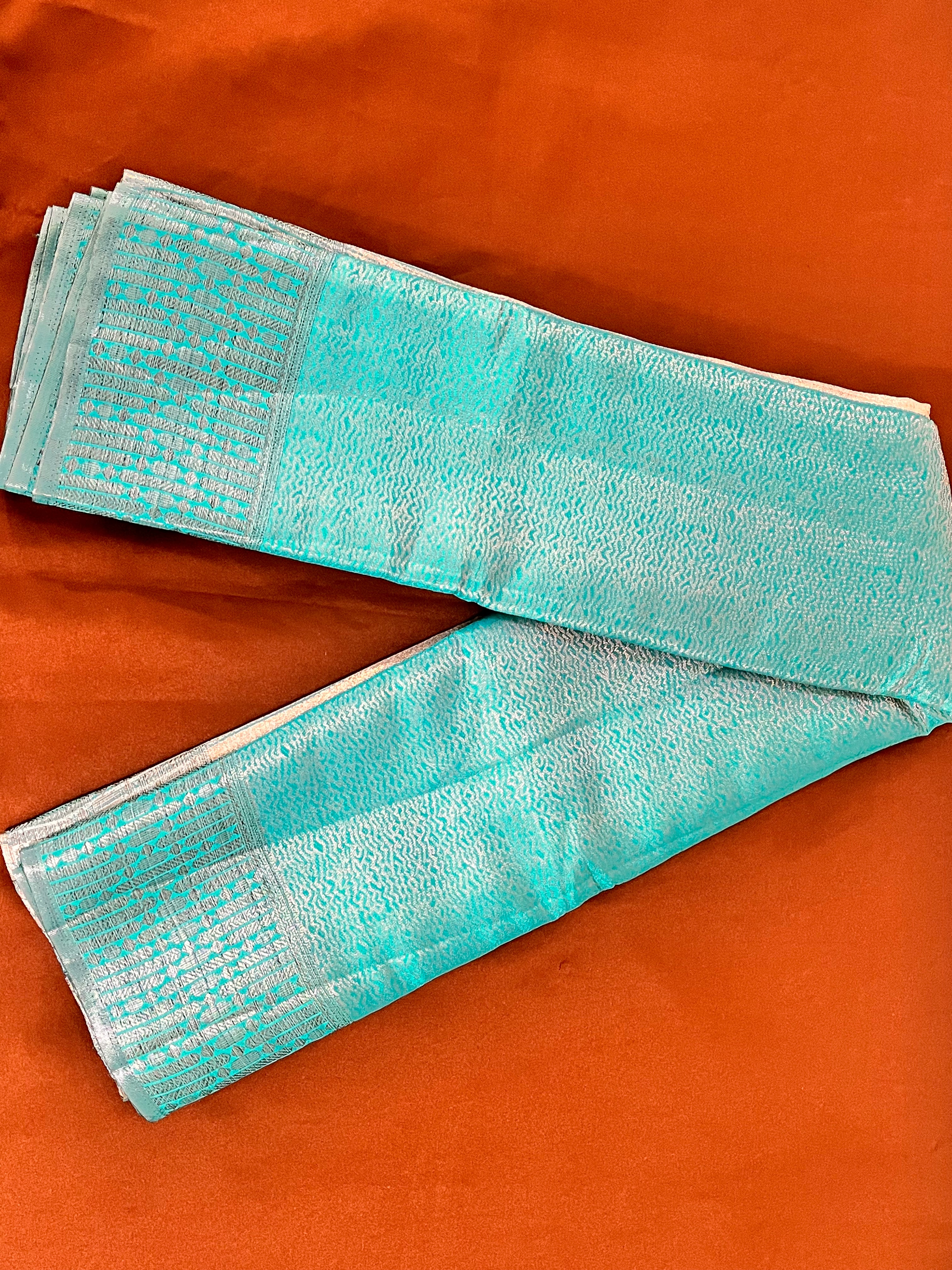 Elegant Teal Blue Silk Saree with Silver Zari Design & Embroidered Pallu - Perfect for Weddings, Parties & Special Occasions