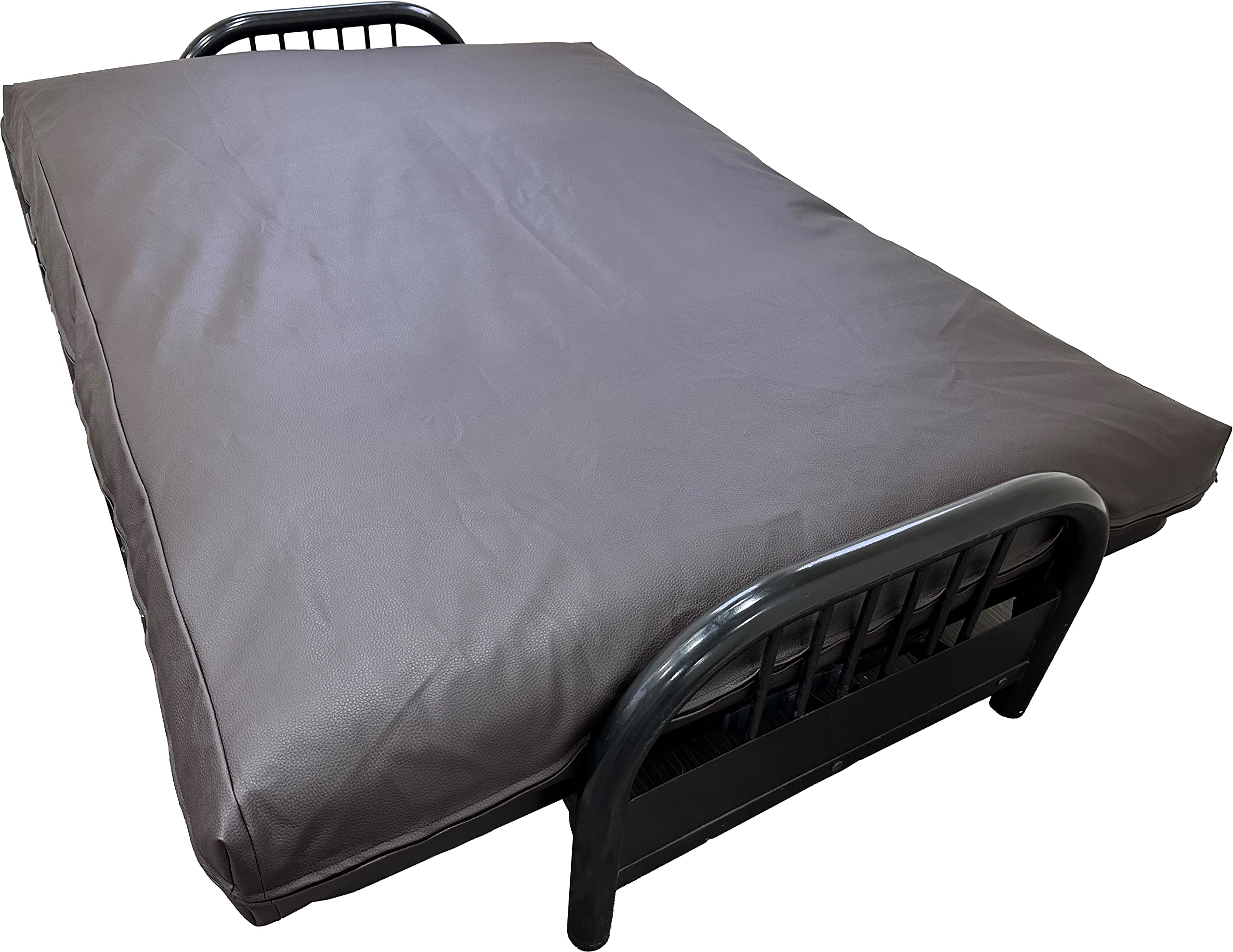 D&D Leather Look Vinyl Futon Cover - Full Size 6x54x75 Inches - Chocolate Brown Waterproof Mattress Protector Slipcover - Perfect for Dorm, Apartment & Guest Room Furniture Protection