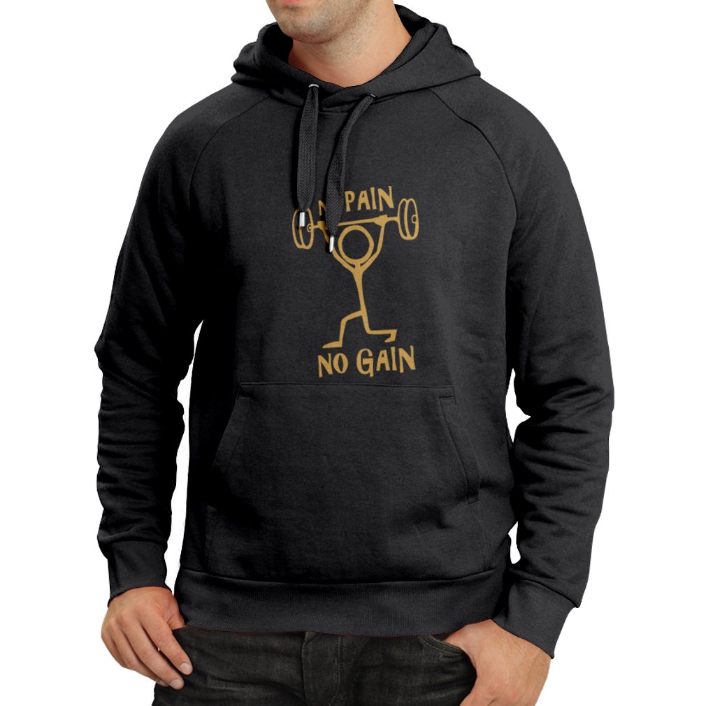 Lepni.me No Pain No Gain Hoodie - Motivational Workout Sweatshirt for Gym & Fitness Training | Perfect for Running, Weightlifting & Athleisure Wear