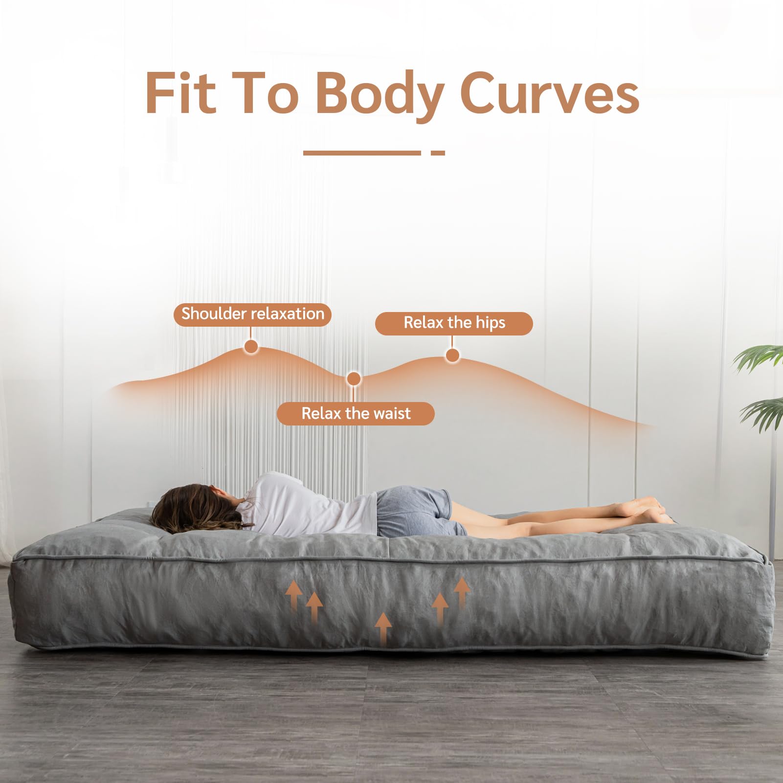 YOSHOOT 8 Inch Full Size Futon Mattress - Thick Sofa Bed & Floor Mattress for Adults with Shredded Foam Filling - Medium Firm Support (54