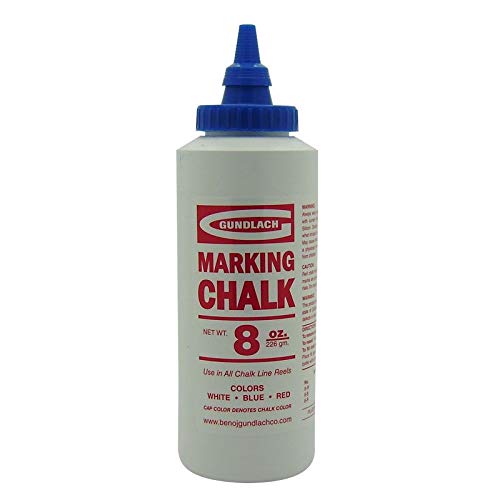 Gundlach 8-B Blue Chalk - 8 oz Bottle for Marking & Measuring - Perfect for Construction, Woodworking, and DIY Projects