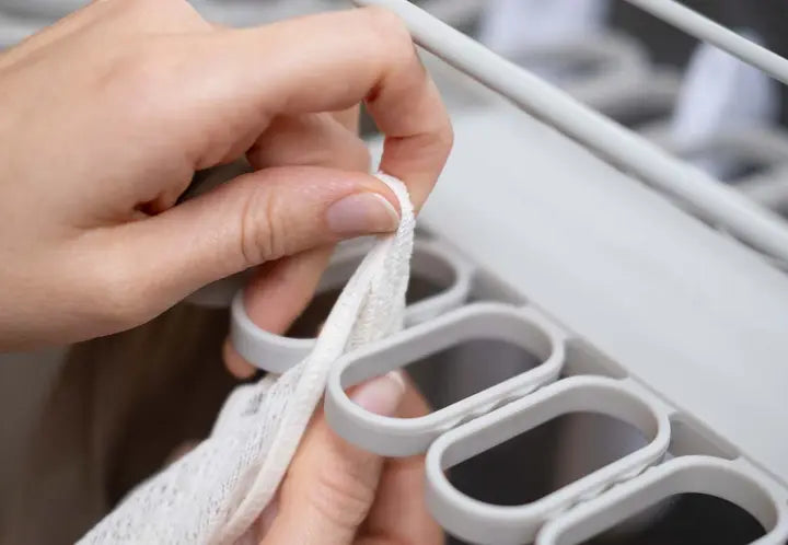 32-Piece Quick Grip Ecru Clothes Drying Hanger Set - Space Saving Laundry Organizer for Small Spaces & Apartments - Perfect for Drying Delicates, Socks, and Underwear