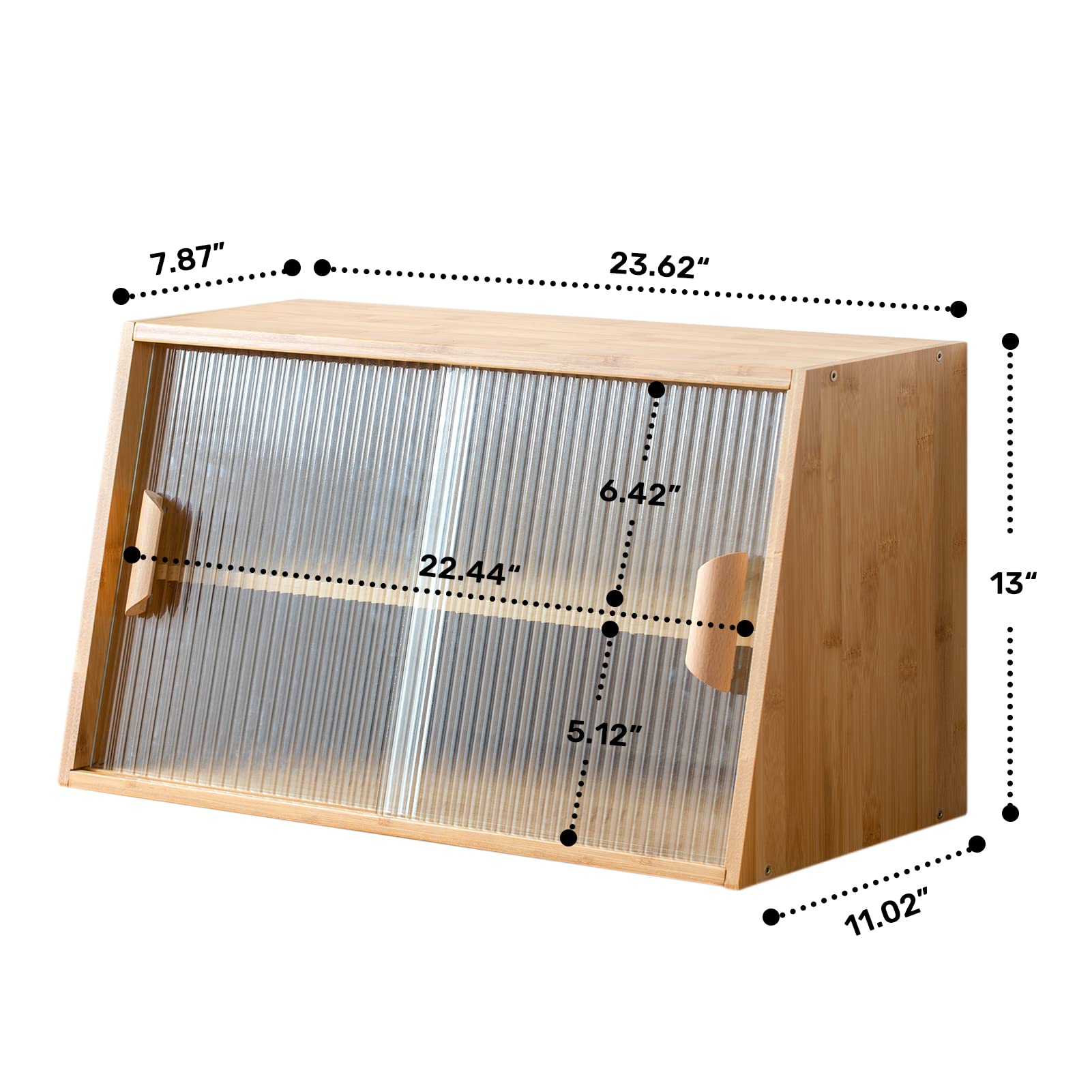 Small Bamboo Kitchen Pantry Cabinet with 2 Sliding Glass Doors - Freestanding Storage for Bottles, Dishes & Bowls - Modern Sideboard for Dining Room, Kitchen or Living Room Organization
