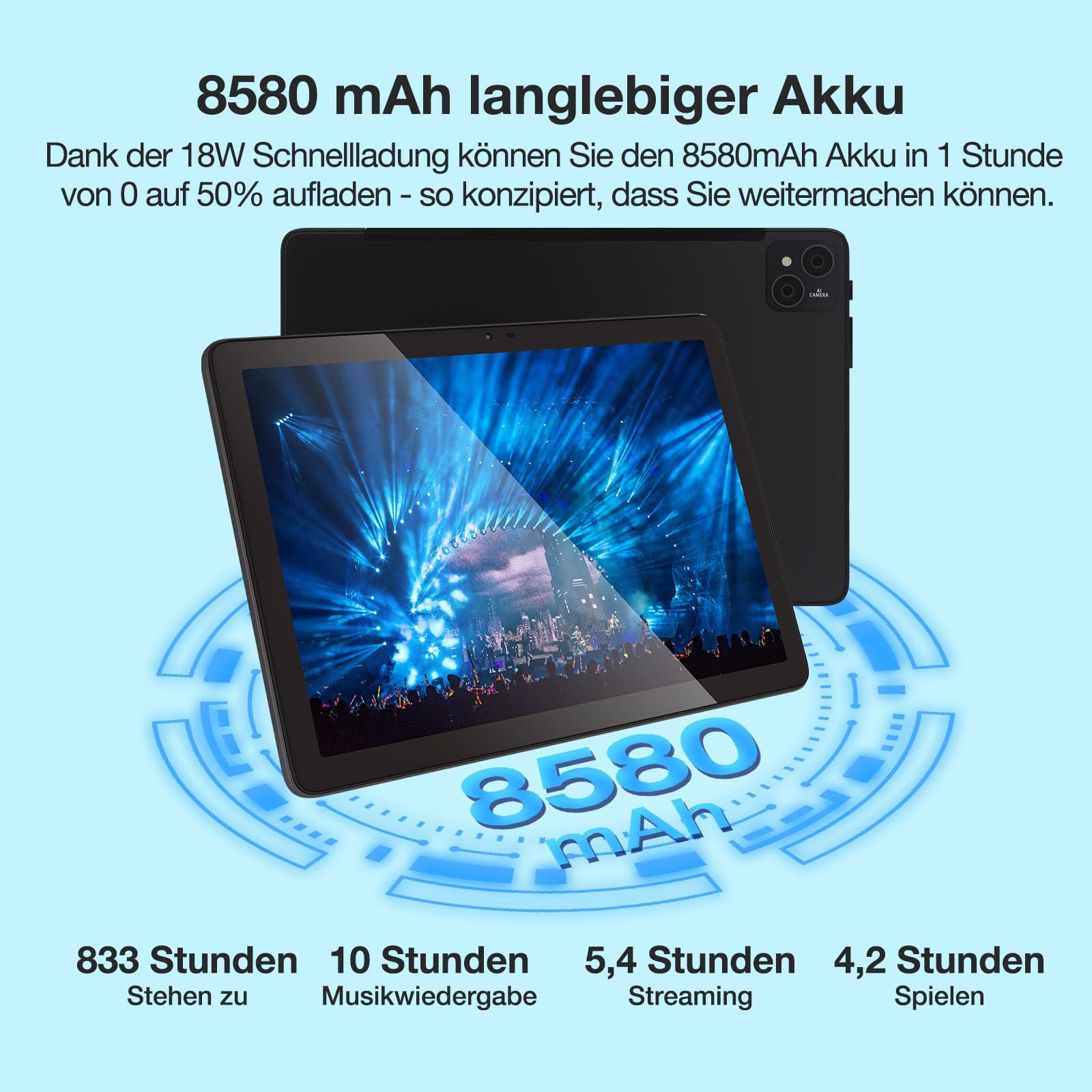 DOOGEE T10 PRO 10 Inch Android 14 Tablet - 15GB RAM 256GB ROM (Expandable to 1TB), Octa-Core Gaming Tablet with 8580mAh Battery, 13MP Camera, 4G Dual SIM, 5G WiFi, TÜV Certified, GPS - Includes Stylus Pen & Business Case - Perfect for Work, Gaming, and Travel