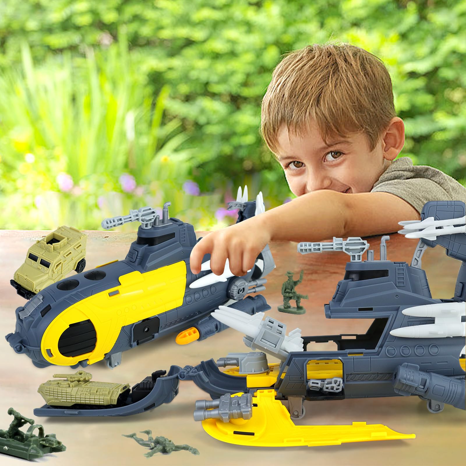 CORPER TOYS Military Submarine Playset with Army Vehicles & Action Figures - Kids Army Toy Set for Boys Ages 3+ | Perfect Gift for Birthday & Christmas | Underwater Battle & Adventure Role Play