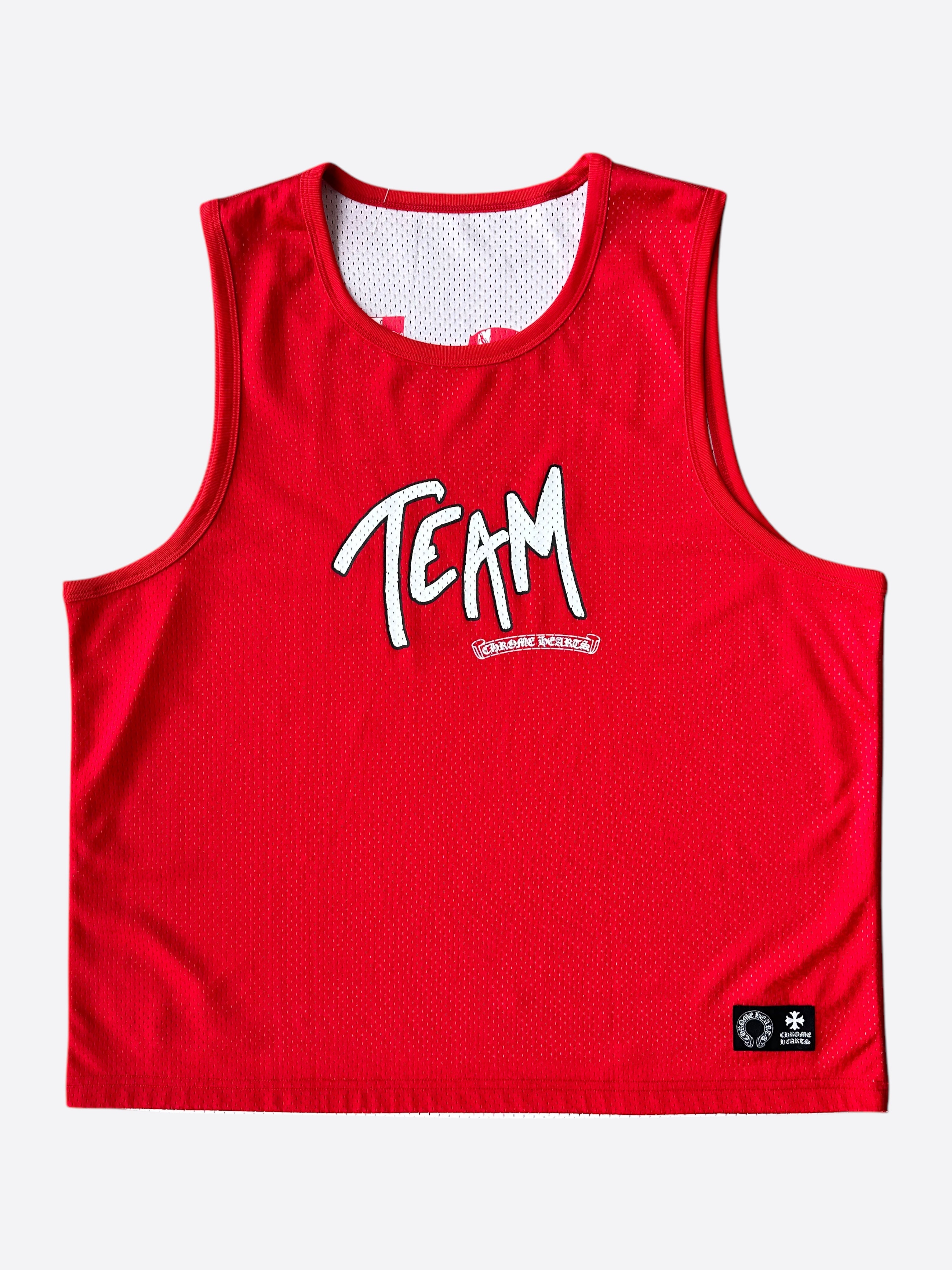 Chrome Hearts Matty Boy Reversible Mesh Jersey - Red & White Team Design | Perfect for Streetwear Fashion & Sports Fans