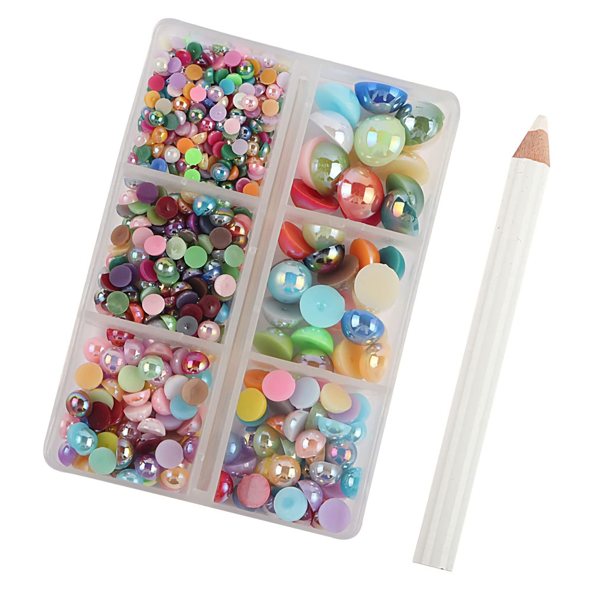 1000pcs Flatback Imitation Pearl Beads - Mixed Sizes & Colors (00 AB) for DIY Crafts, Jewelry Making, Scrapbooking & Nail Art | Half Round Loose Gems for Home Decor & Fashion Accessories