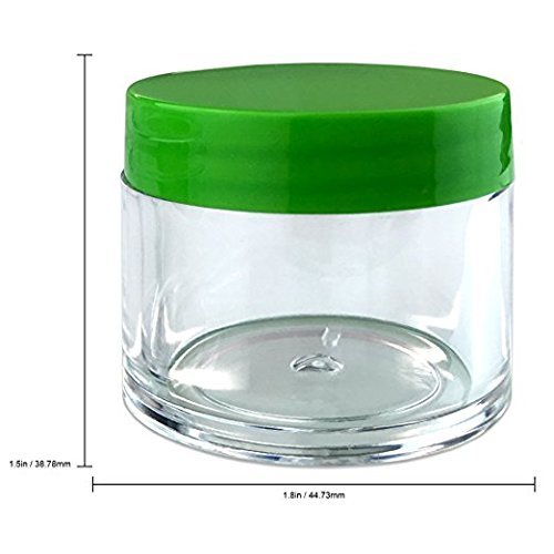 Beauticom 12-Piece 1 oz Clear Acrylic Round Jars with Flat Lids - Cosmetic Containers for Creams, Lotions, Makeup, Ointments | Perfect for DIY Skincare, Travel Samples & Herbal Storage (12 Jars + Lids, Green)