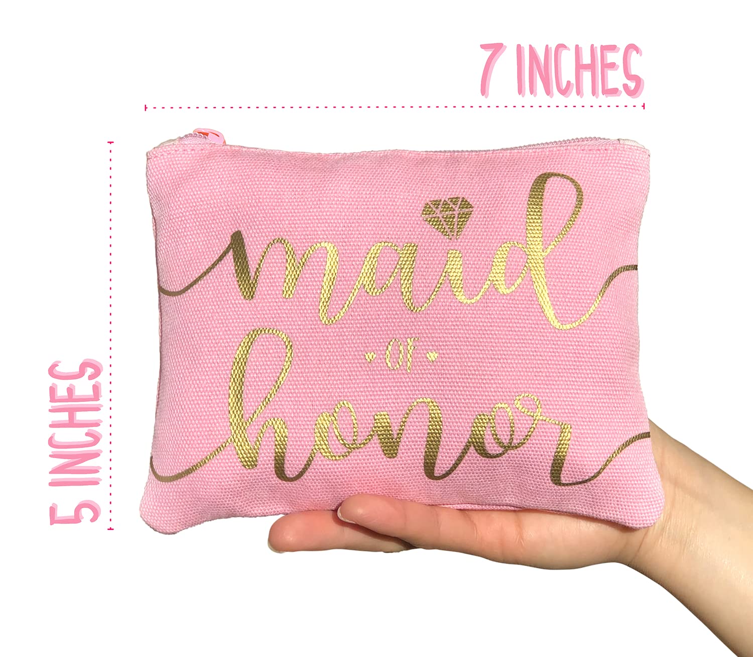 Bridesmaid Makeup Bag - Elegant Cosmetic & Toiletry Pouch for Bachelorette Party, Bridal Shower, Wedding Gift - Perfect as Maid of Honor Keepsake, Wedding Survival Kit or Hangover Kit (Blush, 1pc) - Ideal for Travel, Spa Days & Bridal Party Essentials