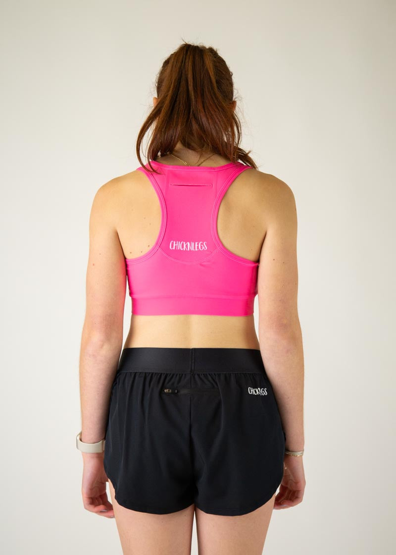Neon Pink High Support Sports Bra for Women - Breathable Workout Top for Running, Yoga & Gym - Trendy Activewear for Fitness Enthusiasts