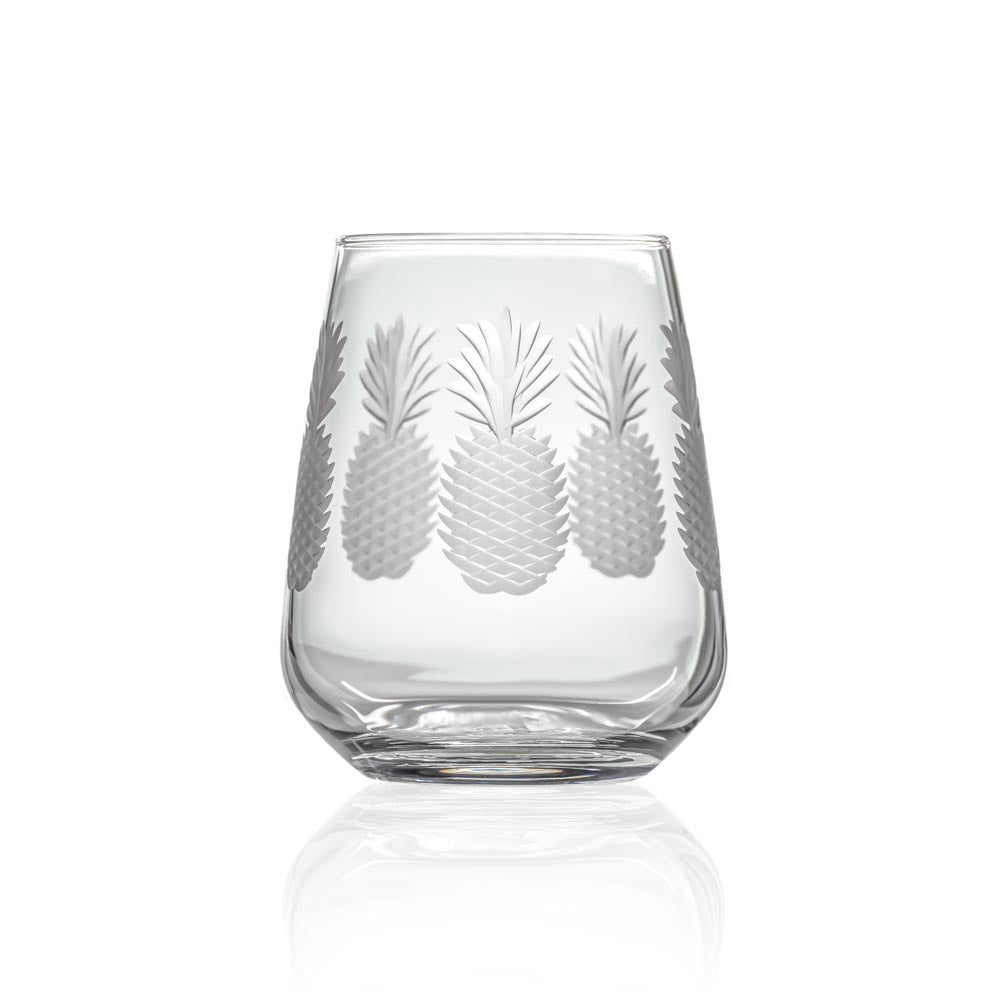 Fresh Pineapple Stemless Wine Tumbler 15.75oz - Set of 12 Unbreakable Plastic Cups for Pool Party, Picnic, and Outdoor Entertaining