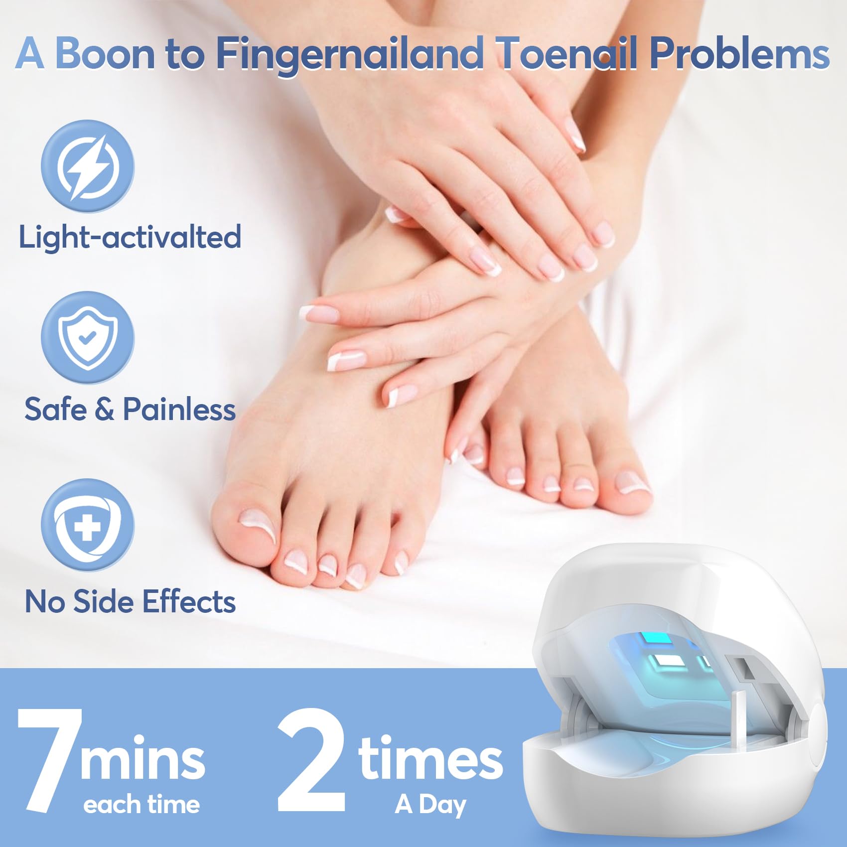 Professional Nail Fungus Laser Treatment Device with LED Light - Effective for Toenail & Fingernail Fungal Infections, Improves Nail Health, Reduces Deformation & Pain - Portable Home Use for Athletes, Seniors & Diabetics (White)