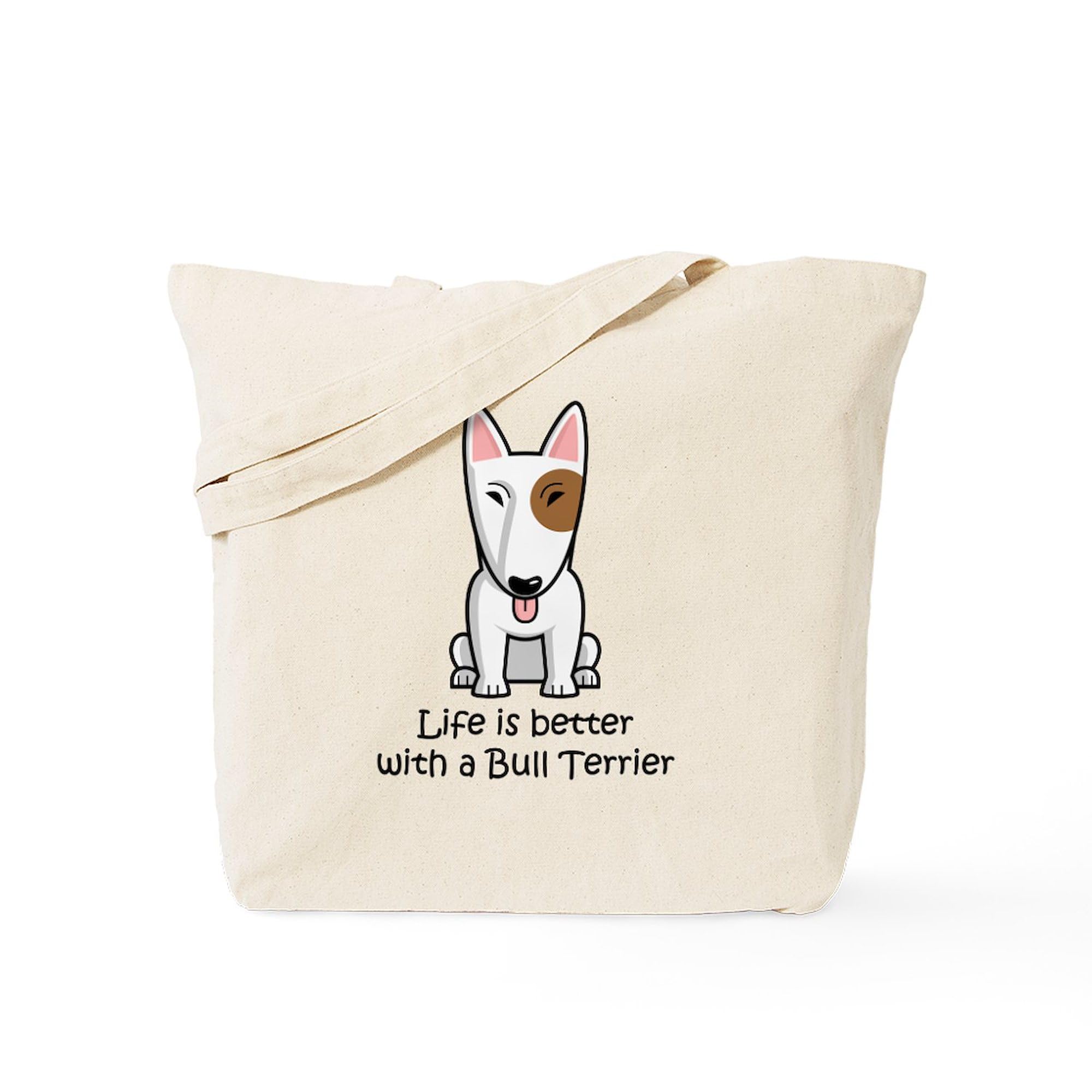 Bull Terrier Tote Bag - Natural Canvas Reusable Shopping Bag for Groceries, Beach & Daily Use | Eco-Friendly Cotton Tote with Dog Lover Design
