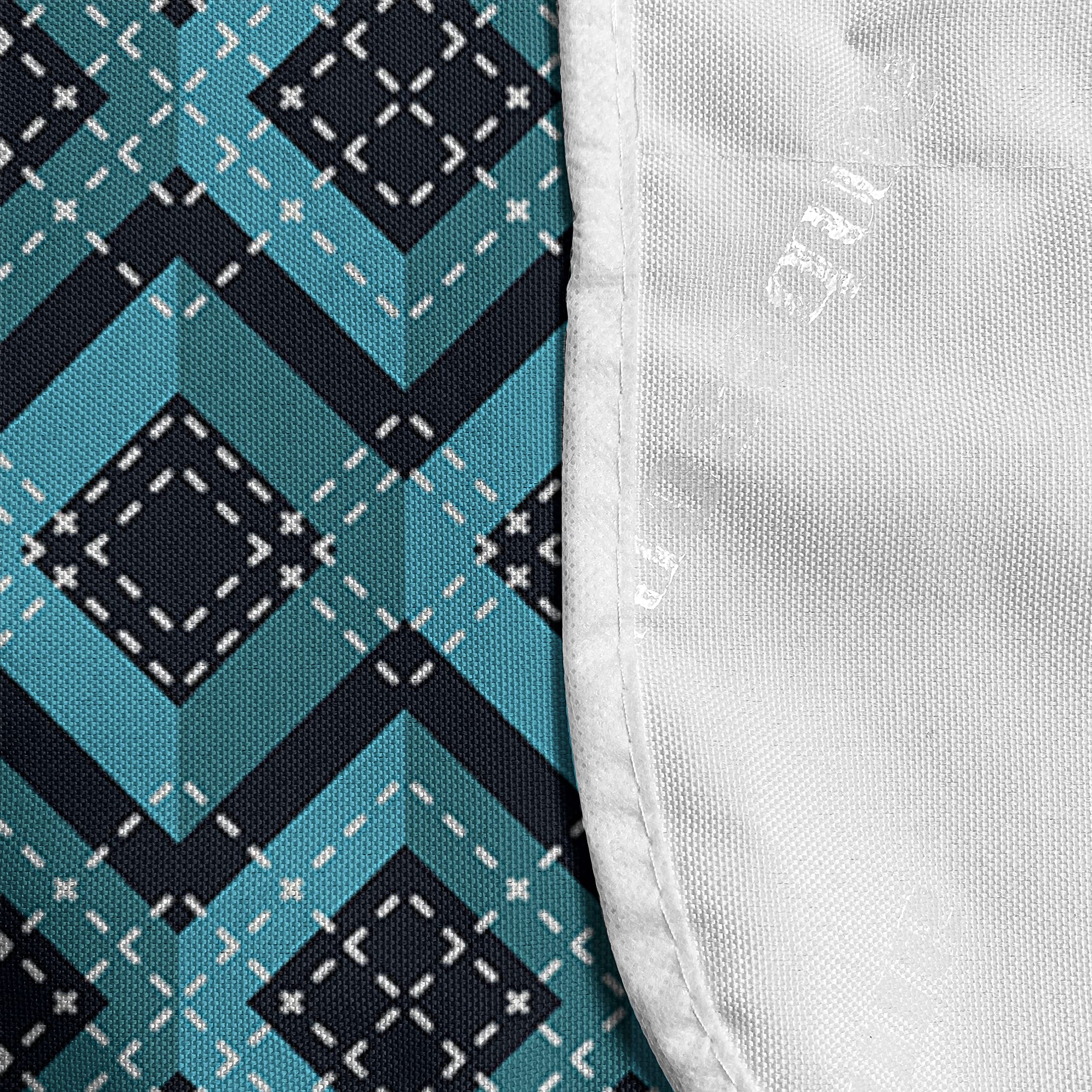 Ambesonne Waterproof Microwave Cover with Pockets - Dark Teal & Teal Geometric Pattern Kitchen Organizer, 36