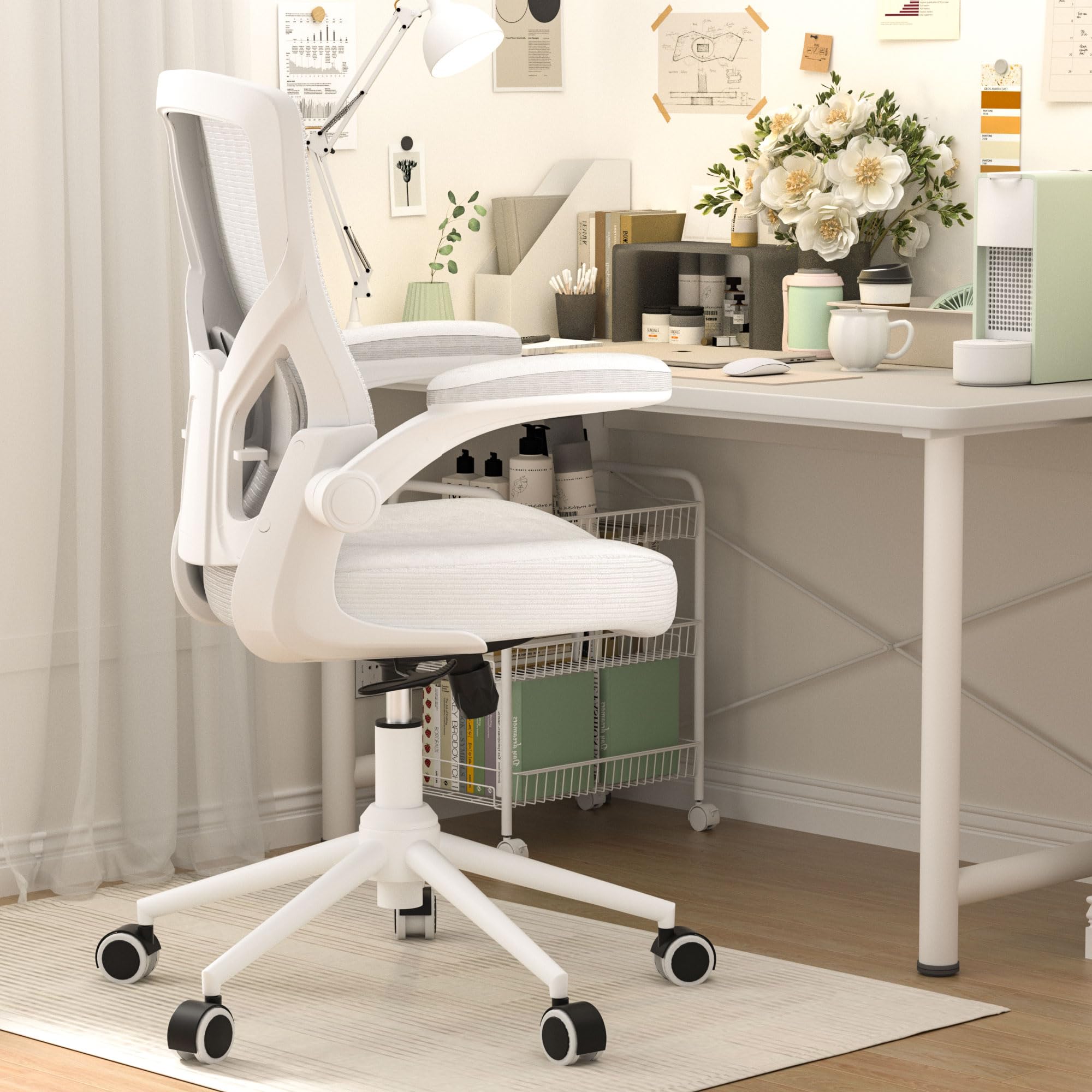 Ergonomic Office Chair with Adjustable Height, High Back Design & Lumbar Support - Flip-Up Armrests for Home Office, Gaming & Workspace Comfort - Perfect for Long Hours Sitting, Computer Work & Remote Jobs
