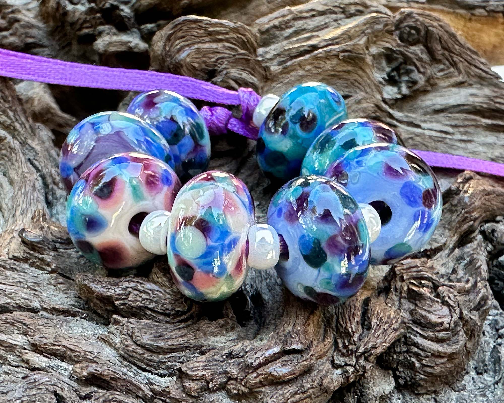 8pcs Twilight Blue Glass Lampwork Beads Set for Jewelry Making - DIY Bracelets, Necklaces, Earrings - Perfect for Crafting, Gifts & Boho Style Accessories