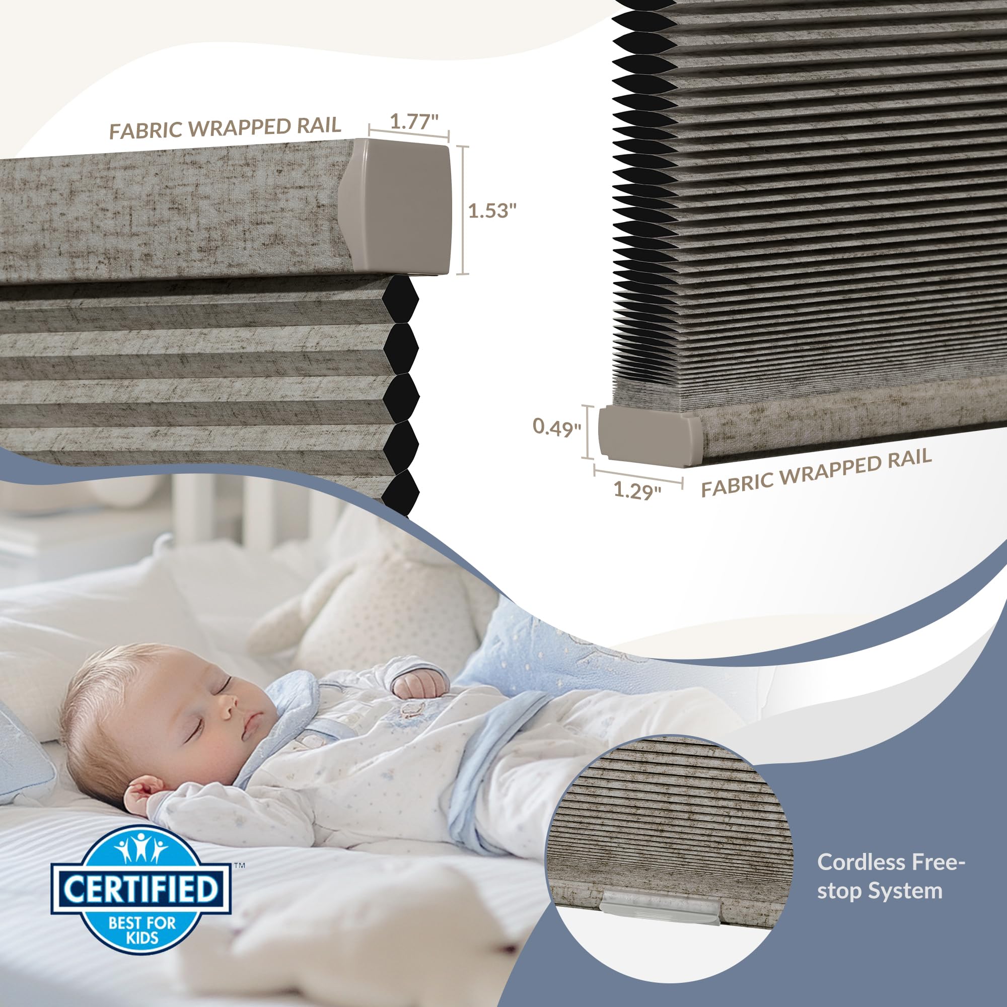Boolegon Cordless Blackout Honeycomb Shades - Thermal Insulated Cellular Blinds for Windows, Dark Beige, 26.5