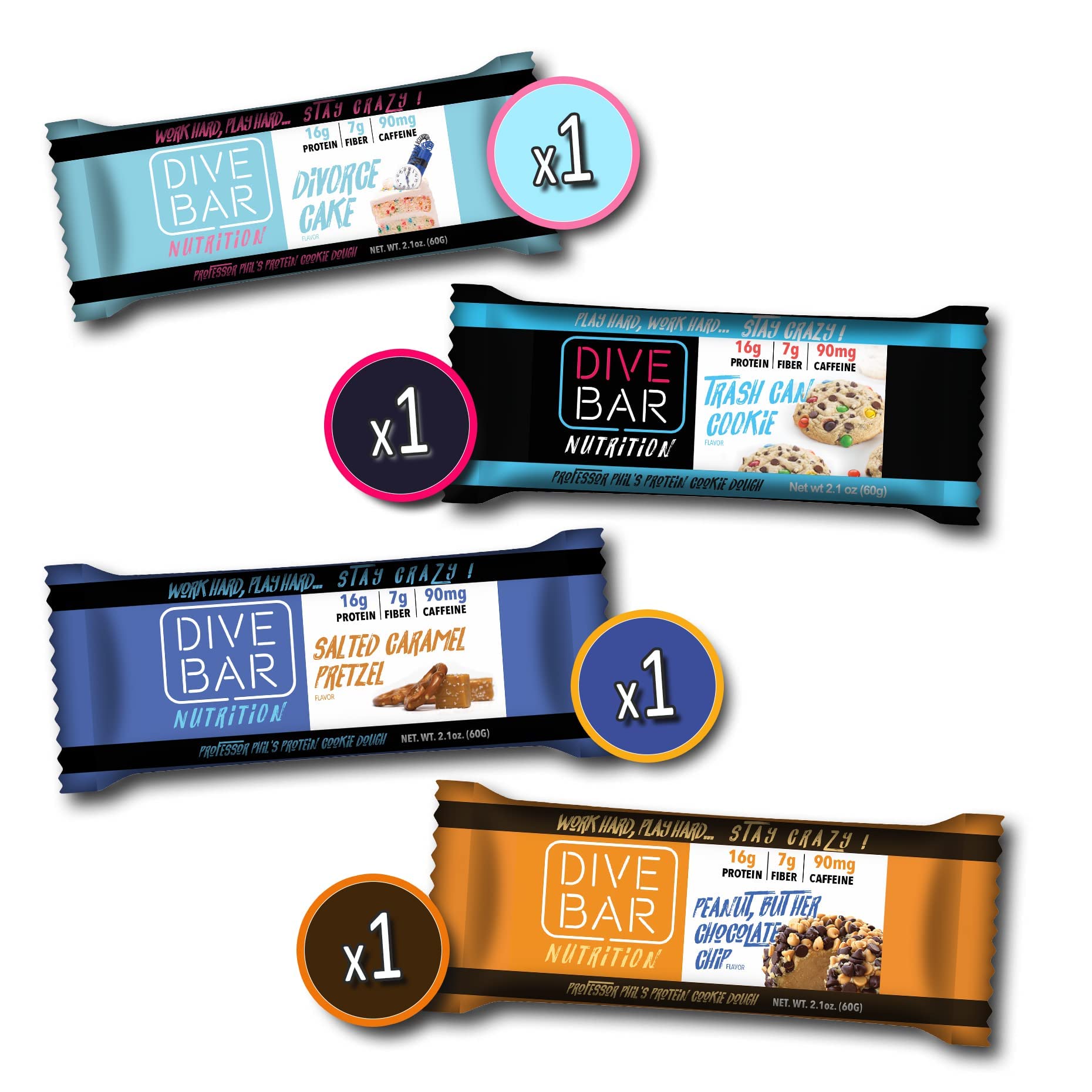 Caffeinated Protein Bars with Low Sugar - Energy Bars for Sports, Crossfit, Spin, Weight Watchers & Weight Loss Surgery - 4 Delicious Soft Bake Cookie Bars (Starter Pack) - Perfect for Pre-Workout, Post-Workout & On-the-Go Snacking