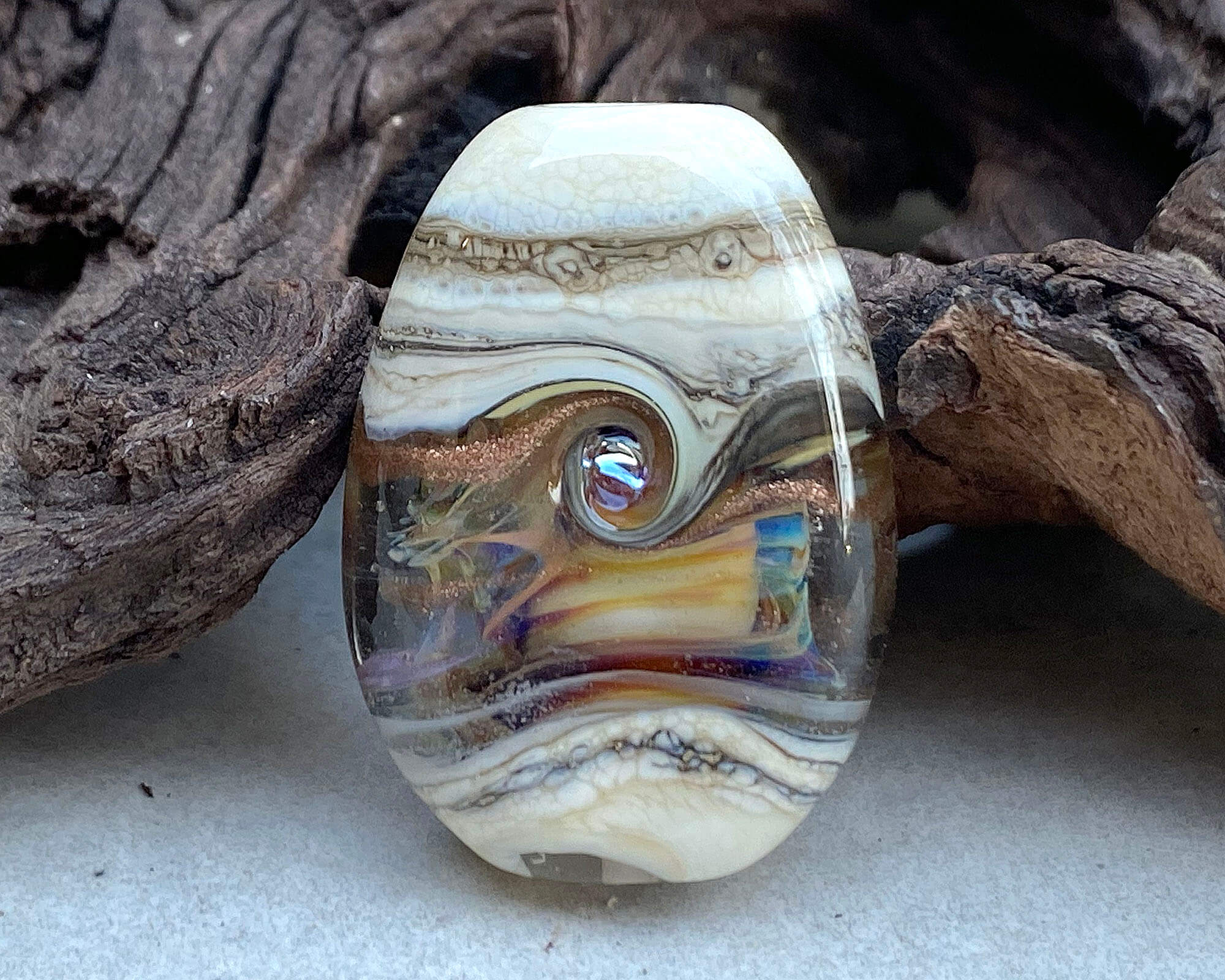 Fiery Ivory Organic Lampwork Focal Bead SRA - Handmade Glass Bead for Jewelry Making, DIY Crafts & Beading Projects | Perfect for Necklaces, Bracelets & Earrings