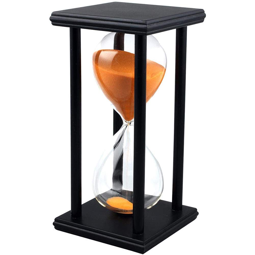 5/10/15/30/60 Minute Hourglass Sand Timer - Wooden Frame Sand Clock Egg Timer for Kitchen, Office Desk Decor, Romantic Gift (Black & Orange Sand) | Perfect for Cooking, Meditation, Classroom, and Home Décor