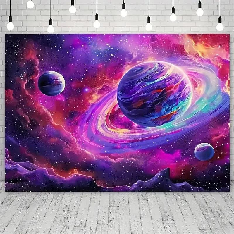Galaxy Velvet UV Glow Tapestry Wall Art - Blacklight Poster for Room Decor, Bedroom, Living Room, Dorm & Party Lighting