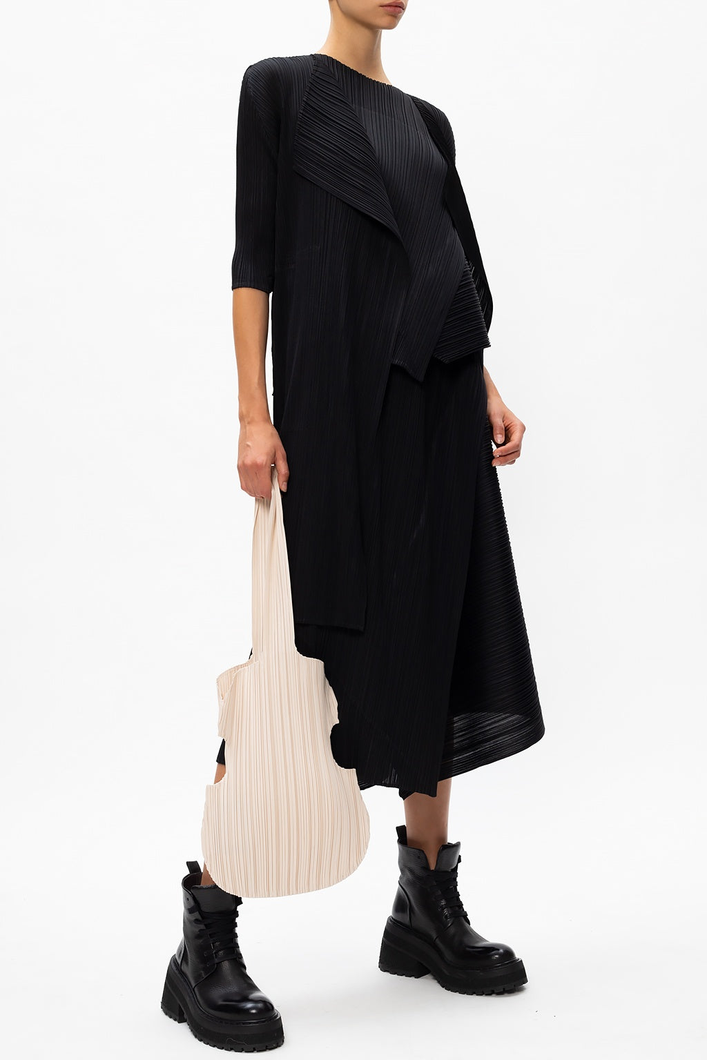 Elegant Black Diagonal Pleats Top for Women - Trendy Blouse for Office, Party & Casual Wear