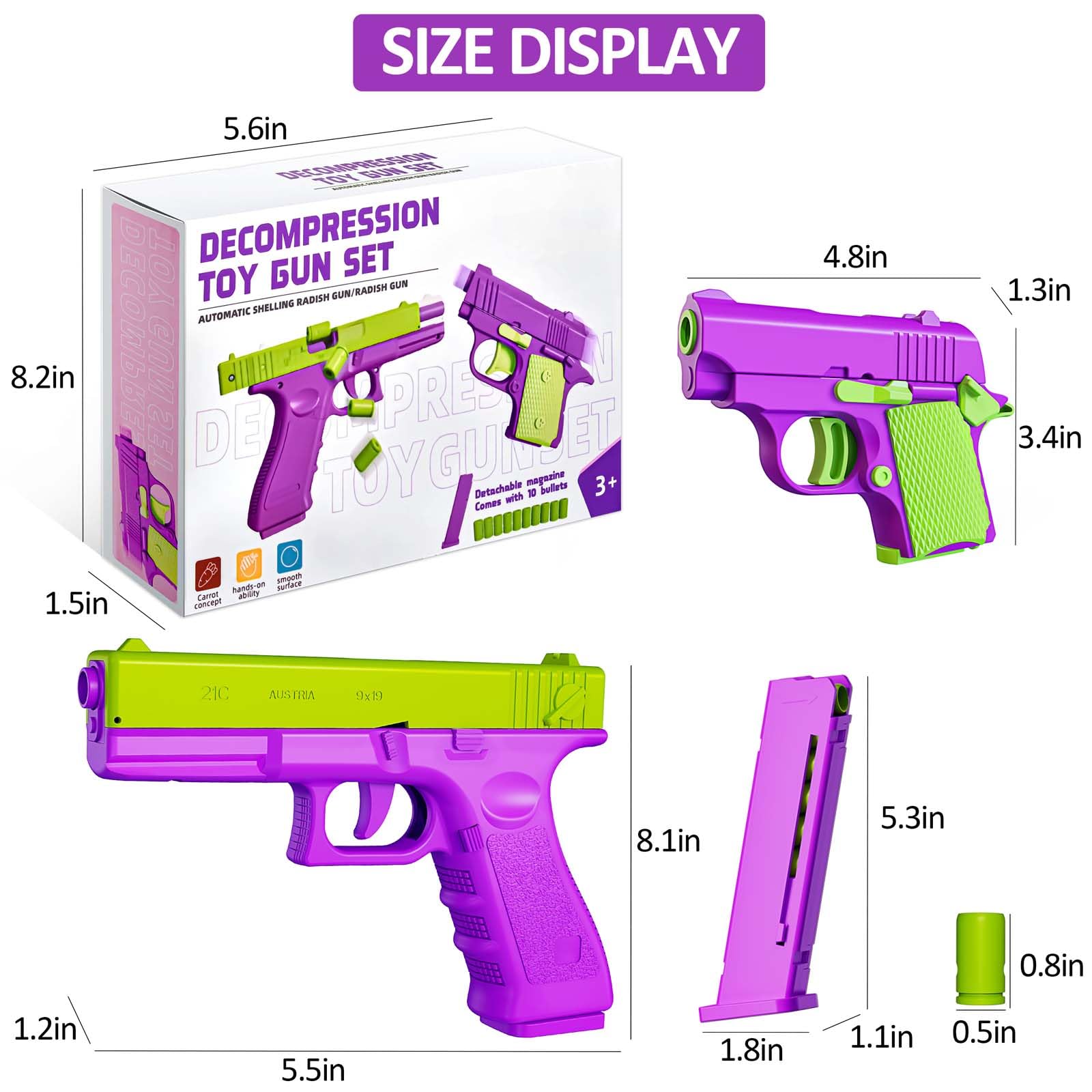 Realistic Shell Ejecting 1911 Toy Gun - 2 Pack with 10 Loadable Shells (Non-Firing) - Stress Relief Fidget Toy for Kids & Adults - Perfect Gift for Birthday & Halloween - Purple - Great for Role Play, Collecting & Sensory Play