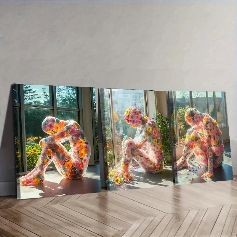 3-Piece Colorful Floral Wall Art Set - Framed Canvas Prints 40x60cm - High Quality Australian Made Home Decor - Perfect for Living Room, Bedroom & Office Decorations
