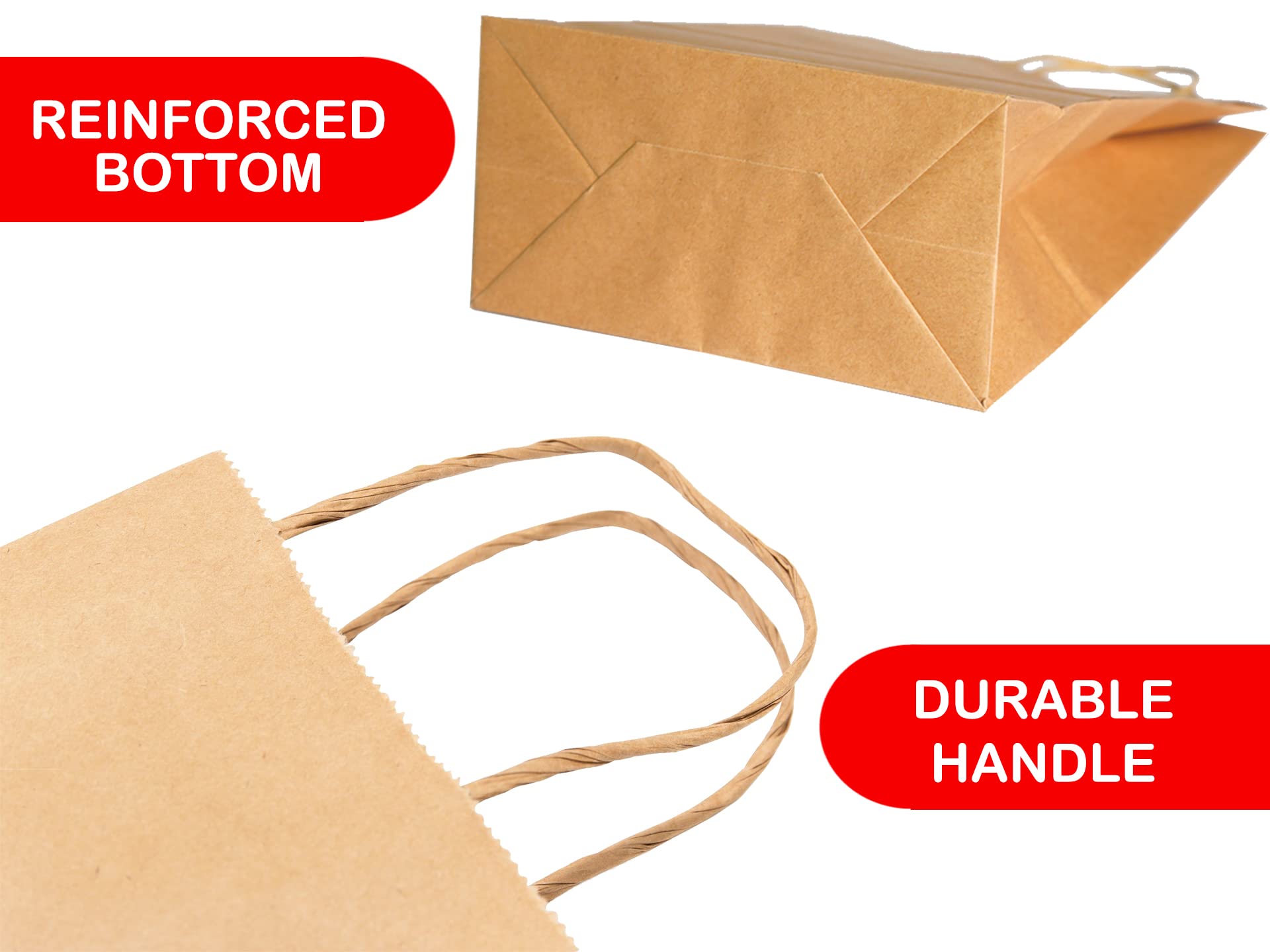Eco-Friendly Kraft Paper Bags with Twisted Handles - 10x5x13 Inches Bulk Brown Gift Bags for Retail, Parties & Events - Multipurpose Solid Print Shopping Bags (5-Pack) - Perfect for Stores, Weddings, Birthday Gifts & Eco-Conscious Packaging
