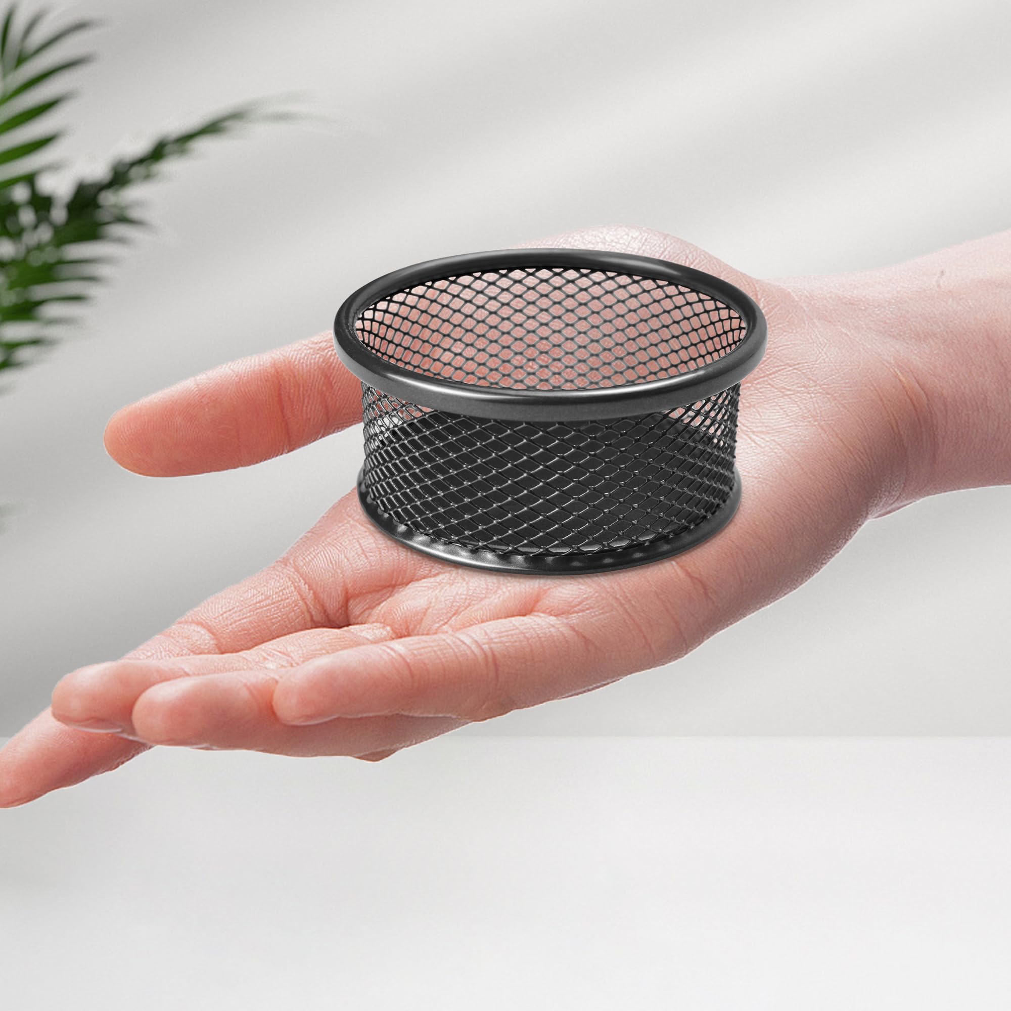 4 Pack Black Mesh Paper Clip Holder & Organizer - Metal Desk Dispenser for Binder Clips, Paperclips - Perfect for Home Office, School & Workspace Organization (Office Supplies)