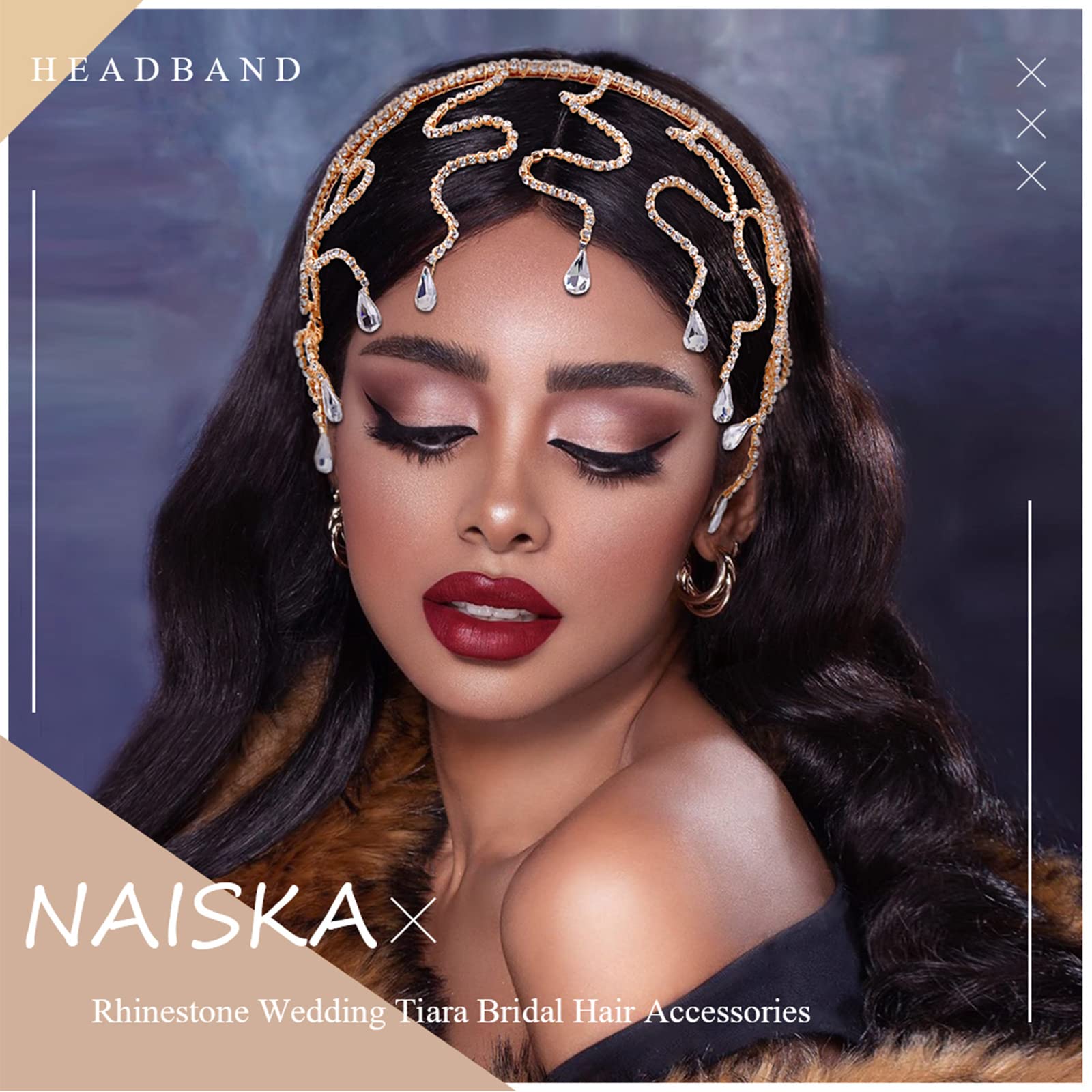 NAISKA Rhinestone Headband Wedding Tiara - Crystal Bridal Hair Accessories for Women & Girls - Perfect for Weddings, Birthday Parties, Prom, and Special Occasions