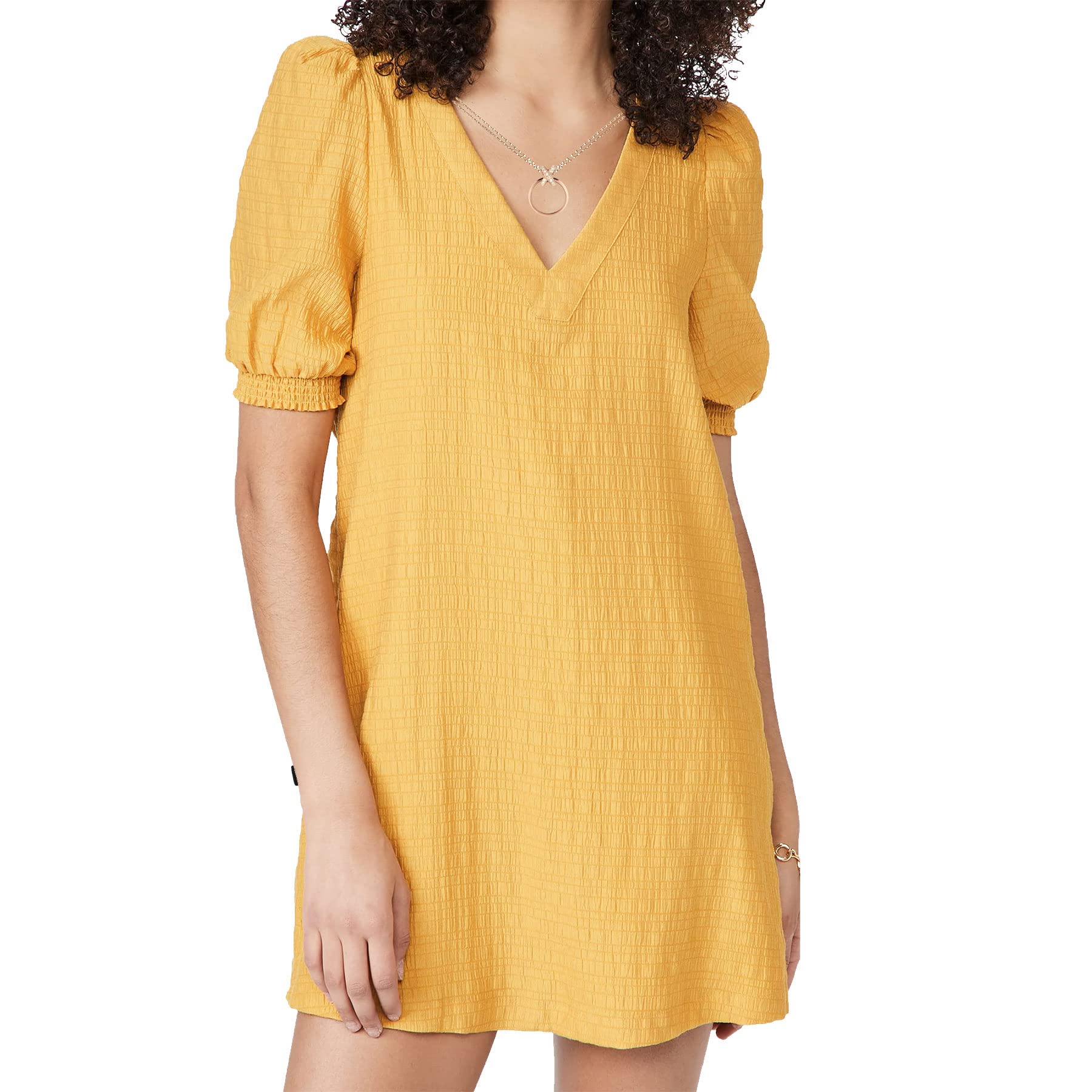 WERLIKE Women's Summer Dresses - Loose V-Neck Casual Puff Sleeve Mini Dress with Pockets | Cute Short Skirt for Beach, Vacation & Daily Wear