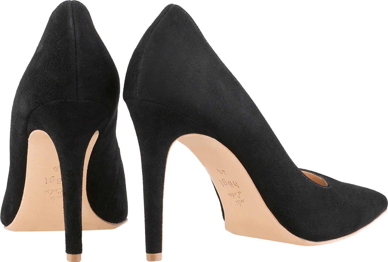 HOGL Women's Black Suede Stiletto Heels - Pointed Toe High Heel Pumps for Party, Wedding & Evening Wear - Comfortable Dress Shoes for Women