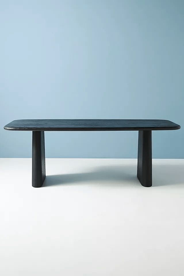 Handmade Kalle Sculptural Dining Table - Solid Wood Modern Black Dining Table for Kitchen, Dining Room & Open Concept Living Spaces