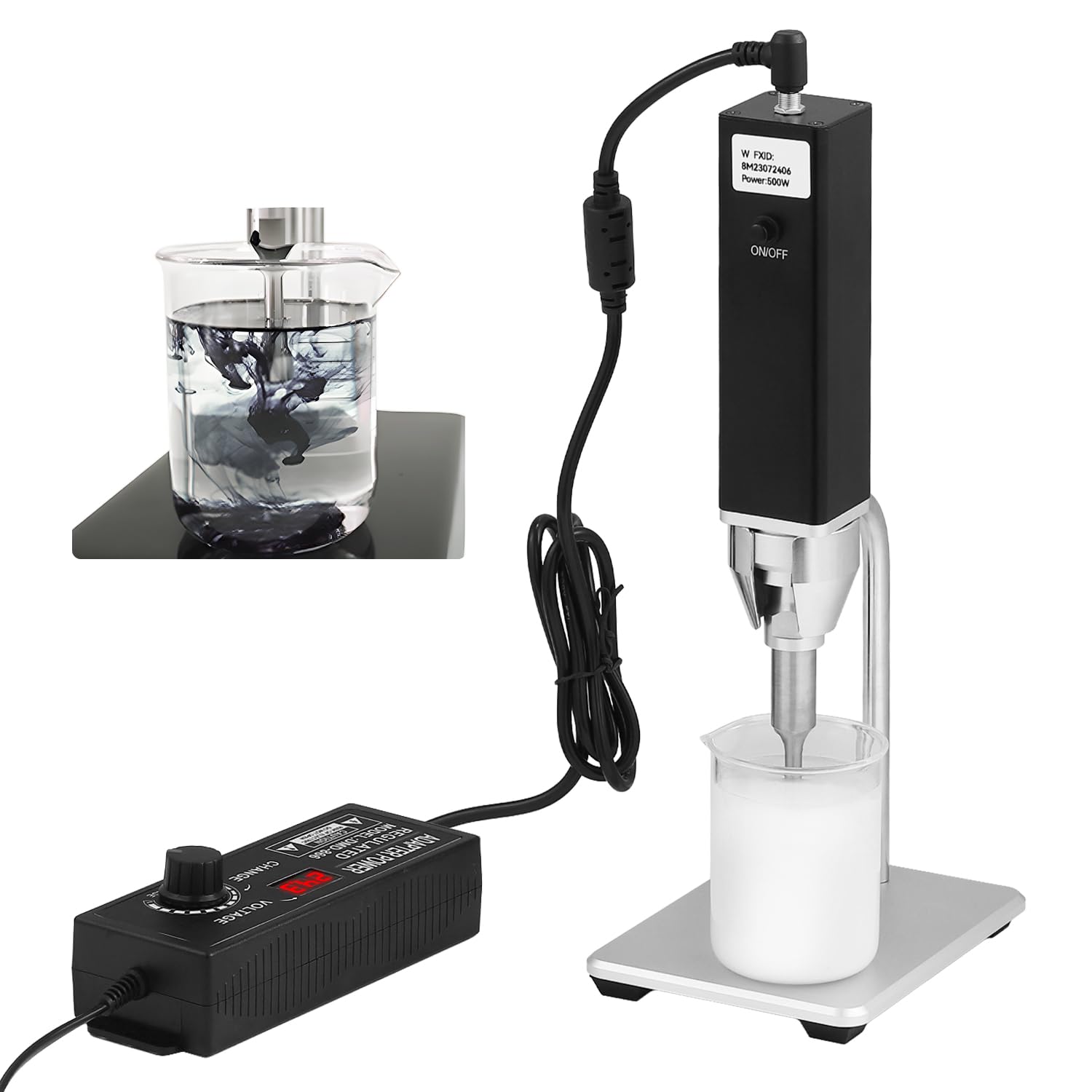 CGOLDENWALL 300W Handheld Ultrasonic Homogenizer - Portable Sonicator for Cell Disruption, Mixing & Emulsifying (30mL-200mL Capacity) - Ideal for Lab Research, Cosmetics & Food Processing - Black