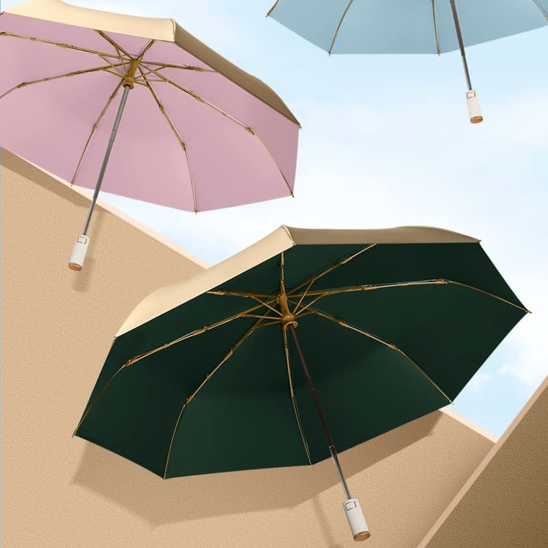 Erised's Bifrost Lightweight Compact Travel Automatic Folding Umbrella - Golden 8 Ribs, Auto Open/Close Button, Portable Design with Ergonomic Handle, 99% UV Protection for Rain & Sun - Perfect for Backpacking, Commuting, and Outdoor Activities (Women & Men)