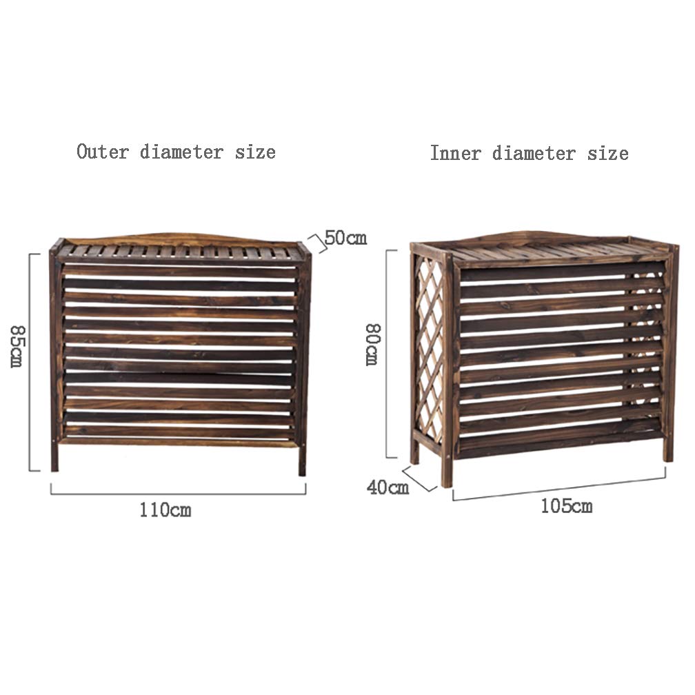Solid Wood Louvered Air Conditioner Cover with Flower Storage Rack - Outdoor AC Unit Frame (85cm×35cm×75cm) - Perfect for Patio, Garden, and Home Exterior Decoration