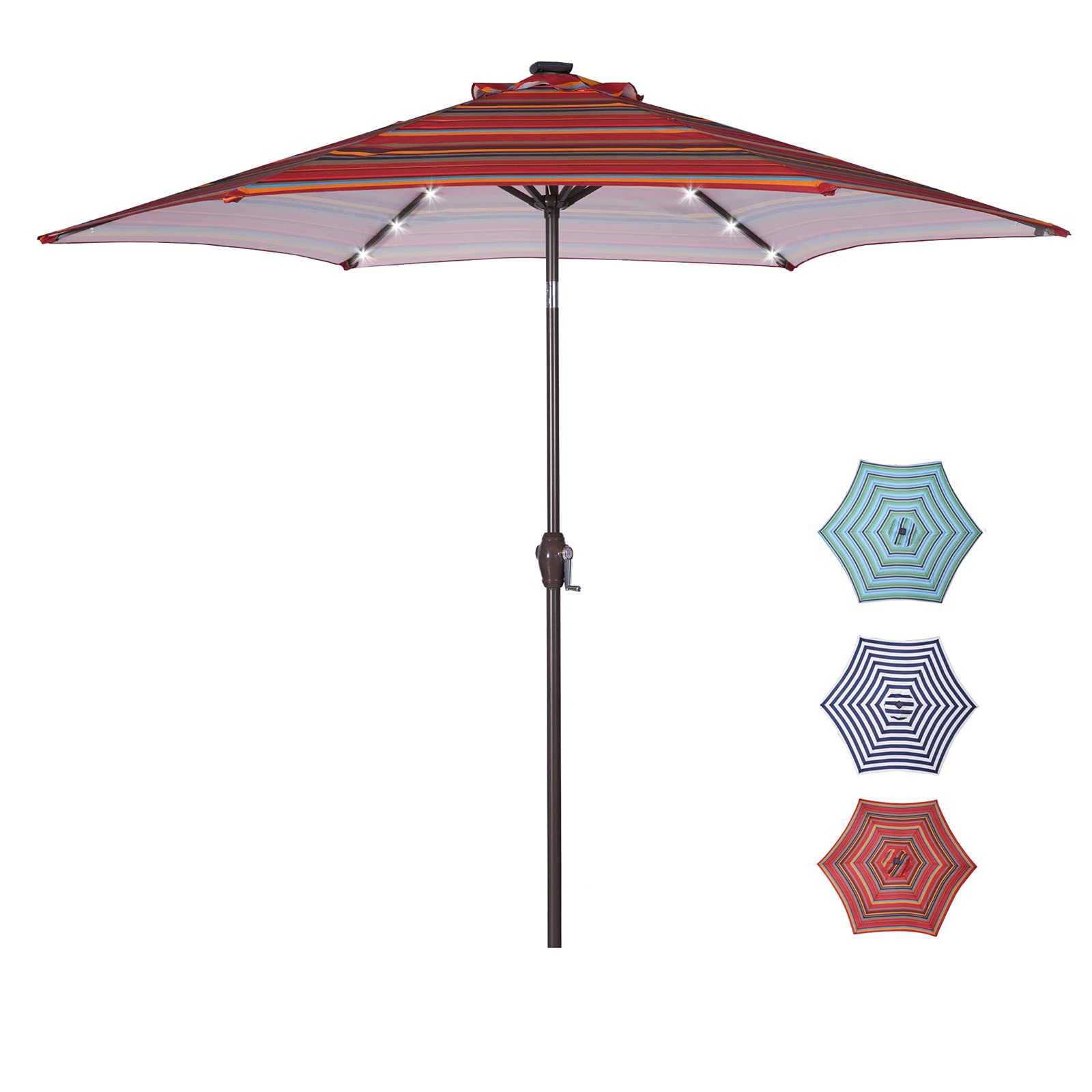 8.7FT Solar LED Patio Umbrella with Tilt & Crank - Perfect for Outdoor Dining & Garden