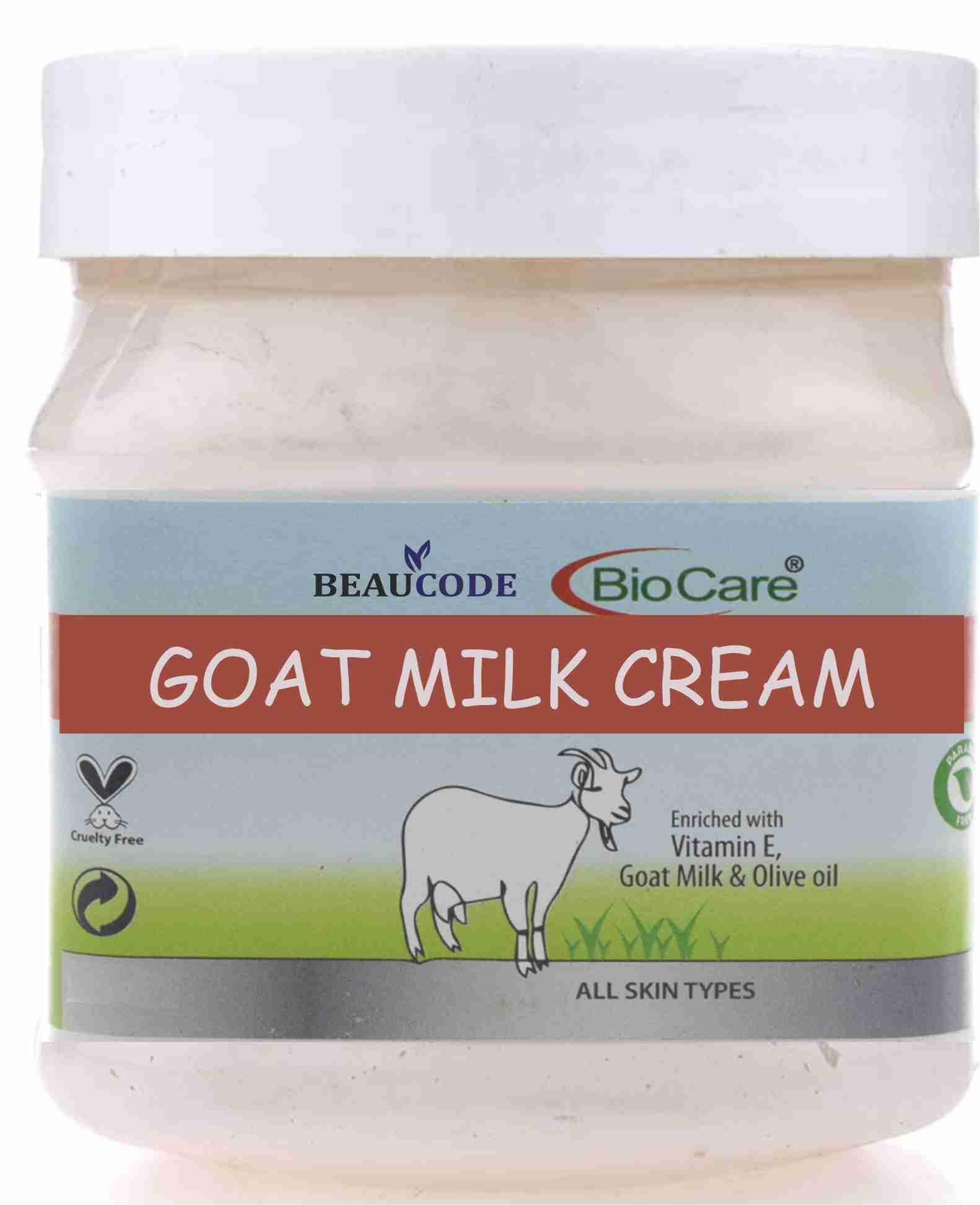 Beaucode BioCare Goat Milk Face Cream 250gm - Natural Moisturizer for Women & Men, All Skin Types - Paraben Free, SLS Free, Sulfate Free, Cruelty Free - Hydrating & Nourishing for Dry, Sensitive Skin - Day & Night Use
