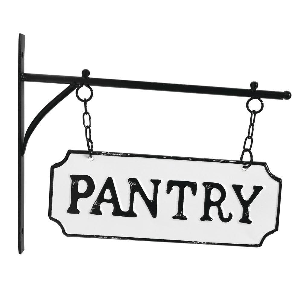 Park Hill Collection EWA80579 13-inch Metal Pantry Sign with Hanging Display Bar - Rustic Kitchen Decor for Farmhouse, Pantry Organization & Home Storage