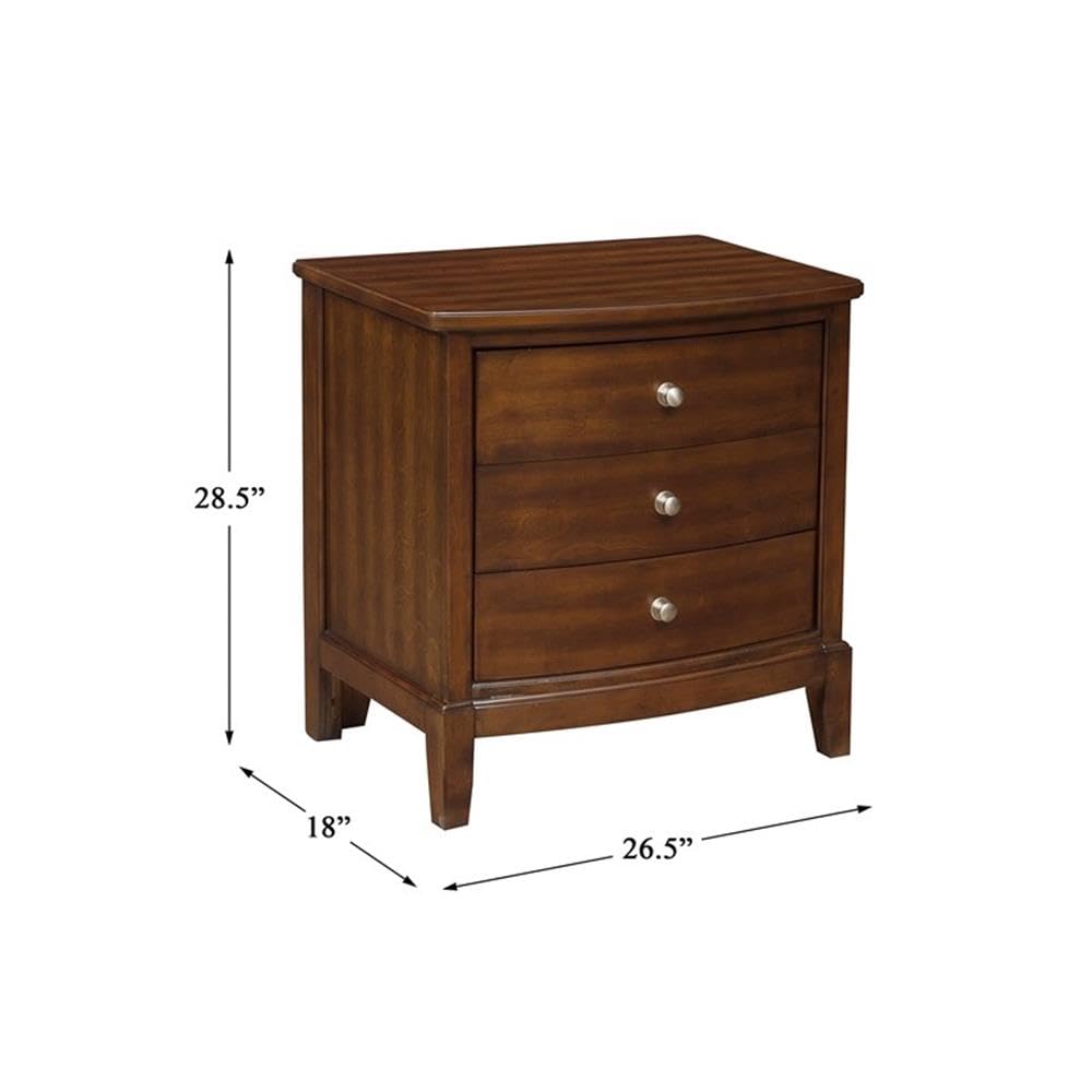 Homelegance Cotterill 3-Drawer Nightstand in Cherry Finish - Stylish Bedside Table for Bedroom with Storage Space - Perfect for Small Spaces, Apartments & Guest Rooms