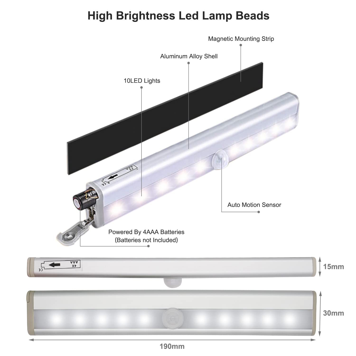 Motion Activated RV Step Lights - 10 LED Battery Operated Motorhome Motion Sensor Light Strip with Magnetic Mount for RV, Travel Trailer, Camper (2 Pack) - Perfect for Nighttime Safety and Convenience in Outdoor Adventures