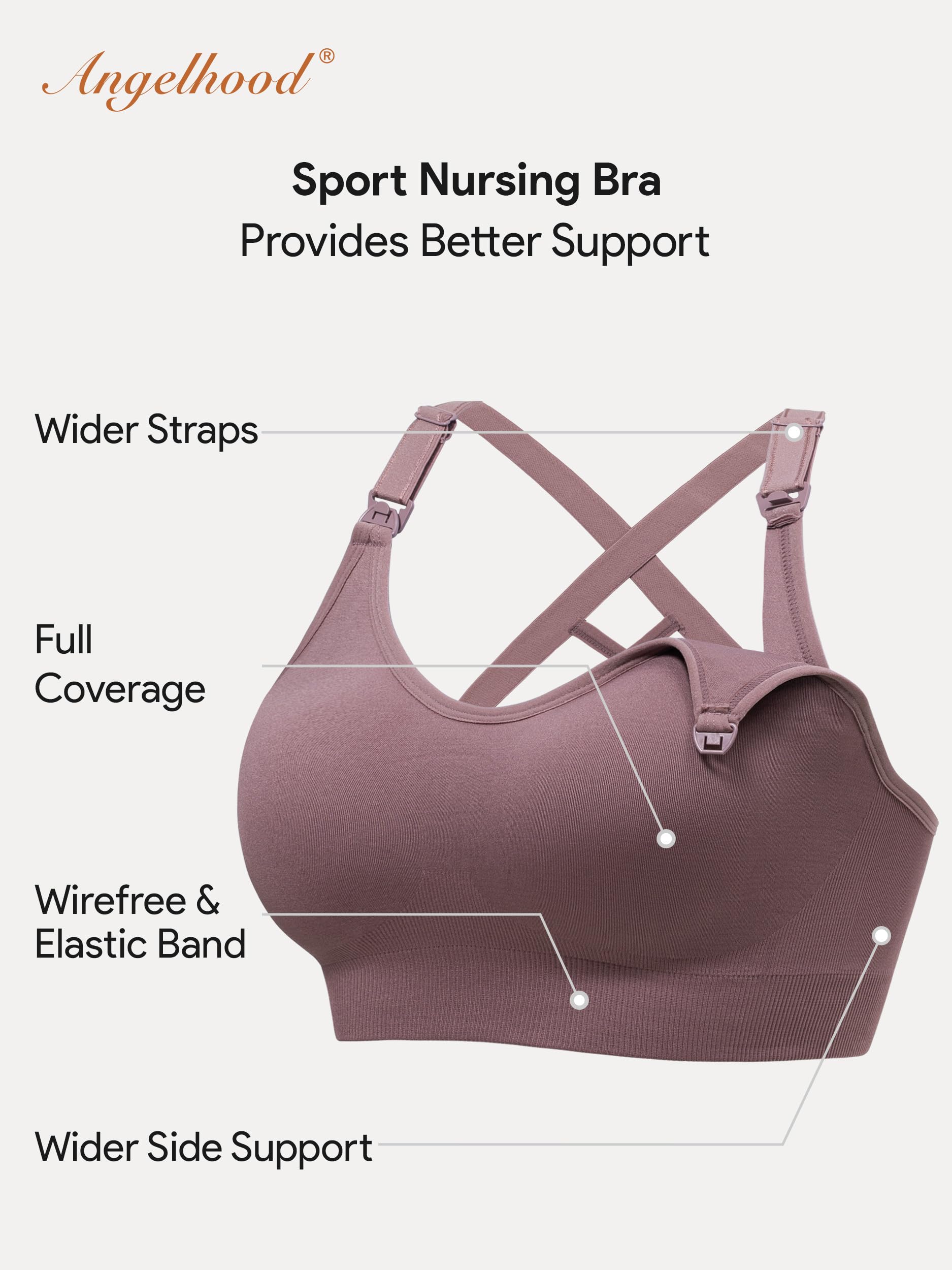 Angelhood Nursing Sports Bra - Seamless Maternity & Yoga Support for Breastfeeding & Sleep