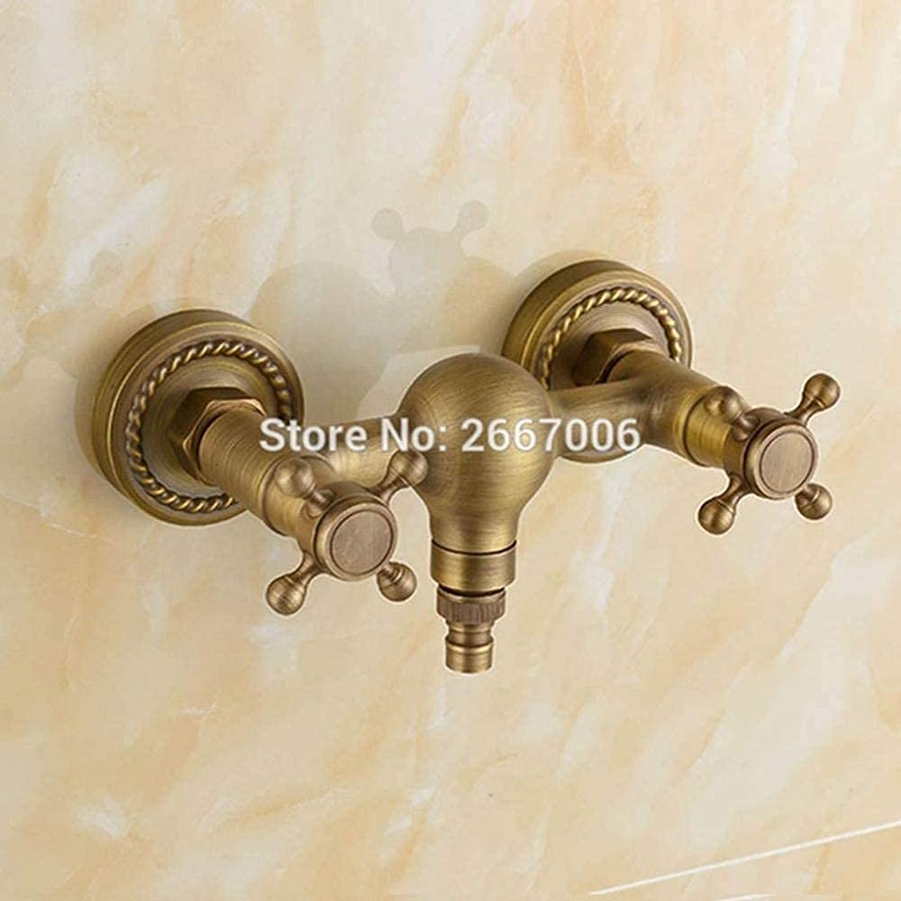 Antique Brass Wall-Mounted Shower Mixer Tap with Hand Shower - Hot & Cold Water Bathroom Faucet Set, Swivel Spout for Modern & Vintage Bathrooms - Perfect for Spa-Like Showers and Space-Saving Designs