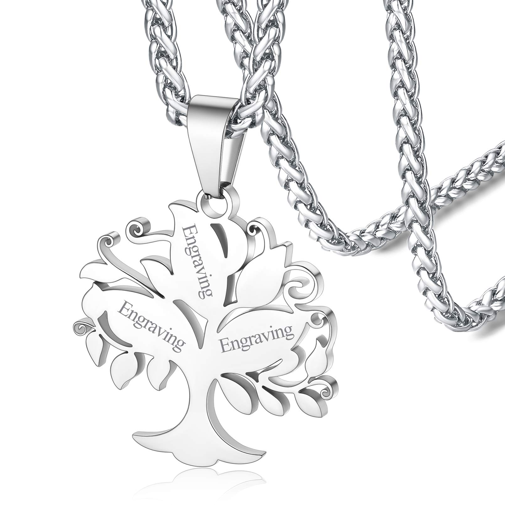 FaithHeart Personalized Tree of Life Necklace - Custom Name Jewelry with Birthstones for Women & Men - Engravable Family Necklace Gift for Mom, Grandma - Perfect for Anniversaries, Mother's Day & Special Occasions